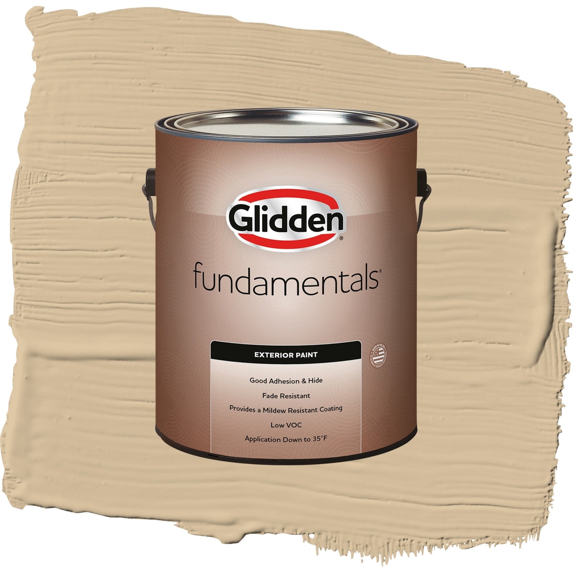 Glidden Fundamentals Pony Tail / Beige, Flat Exterior Paint, 1 Gallon