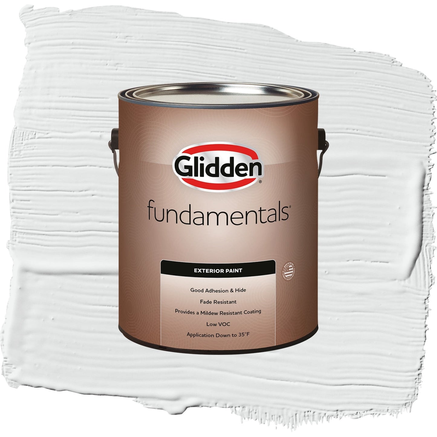 Glidden Fundamentals Radisson / White Satin Exterior Paint, 1 Gallon