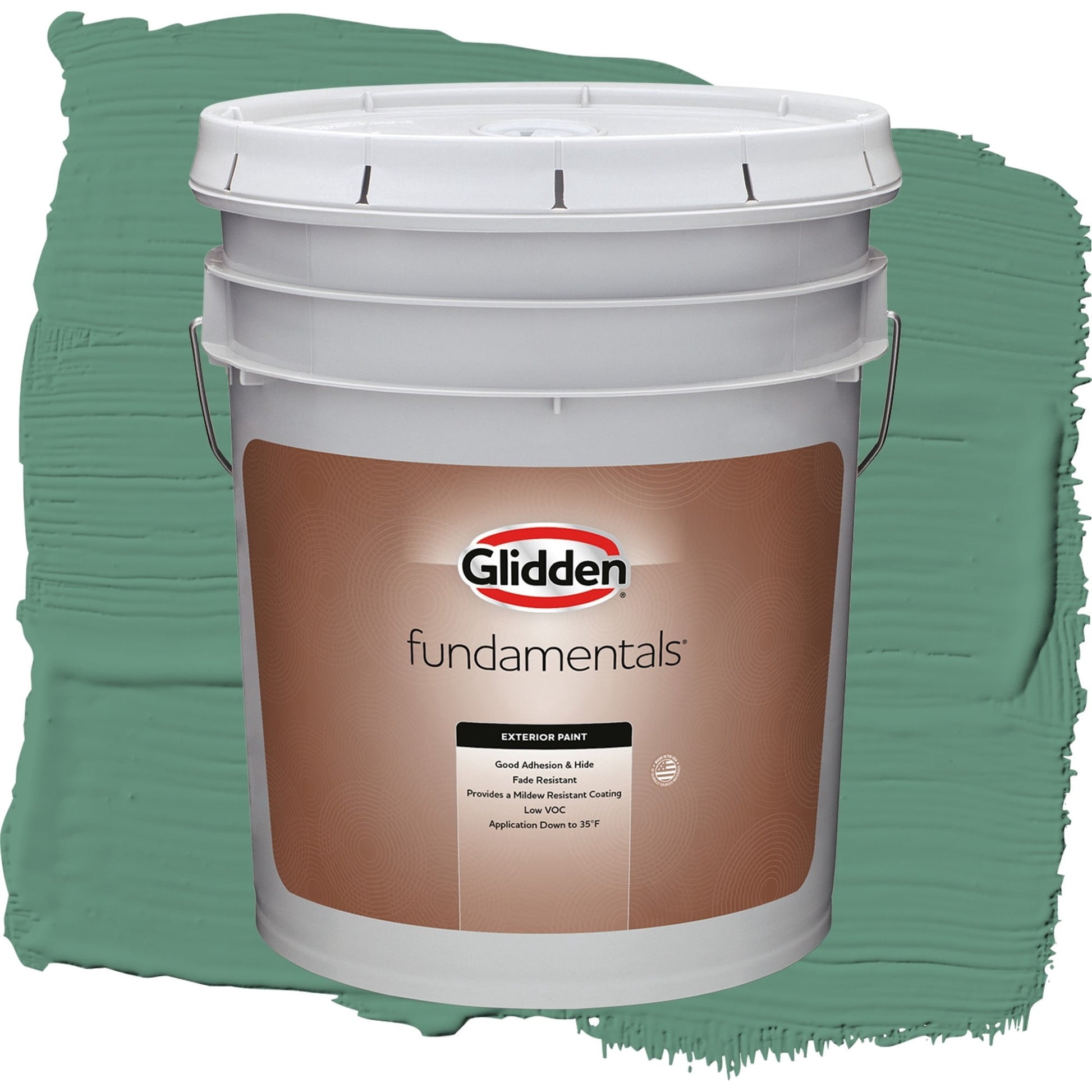 Glidden Fundamentals Sheffield / Green, Semi-Gloss Exterior Paint, 5 Gallon