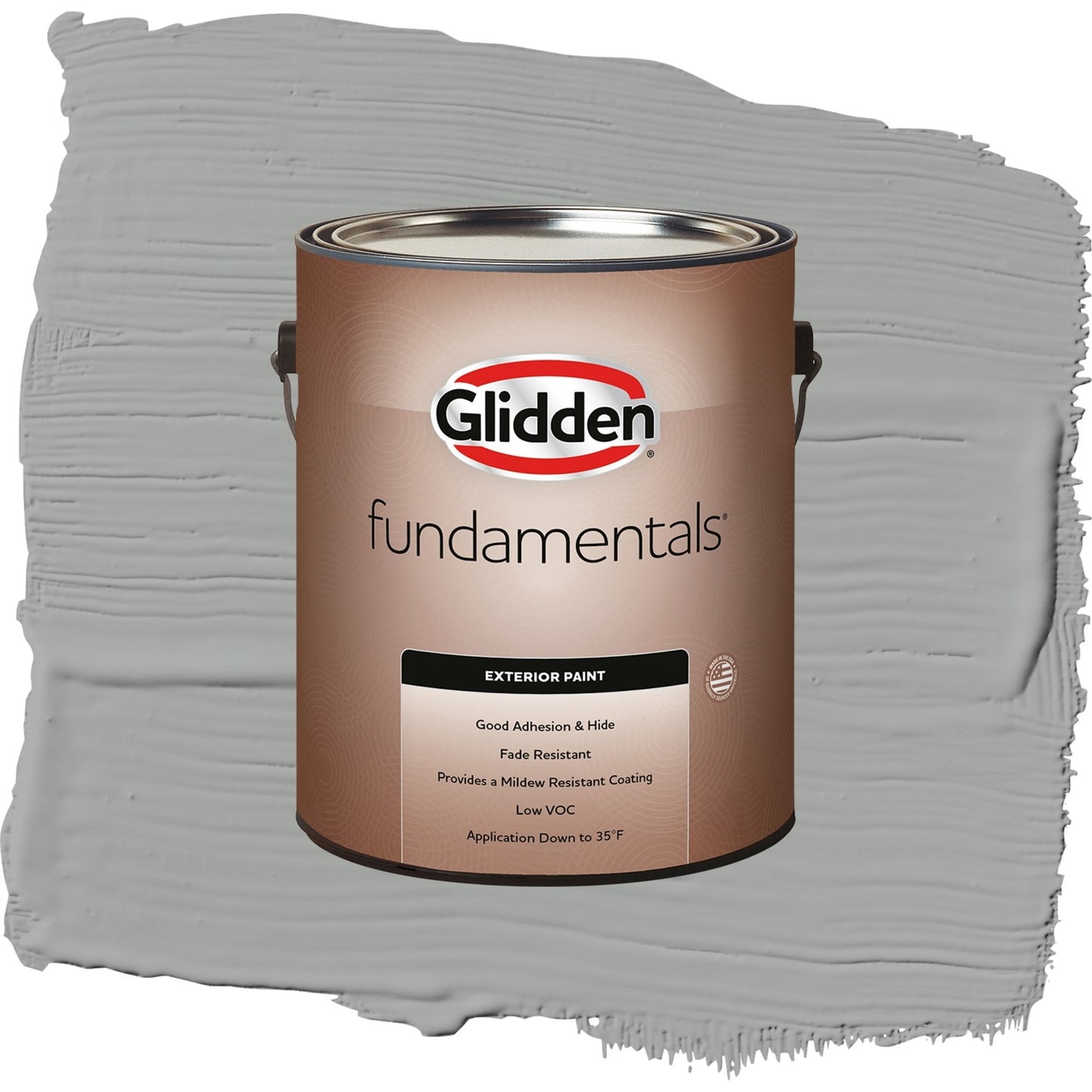 Glidden Fundamentals Stepping Stone / Gray, Flat Exterior Paint, 1 Gallon