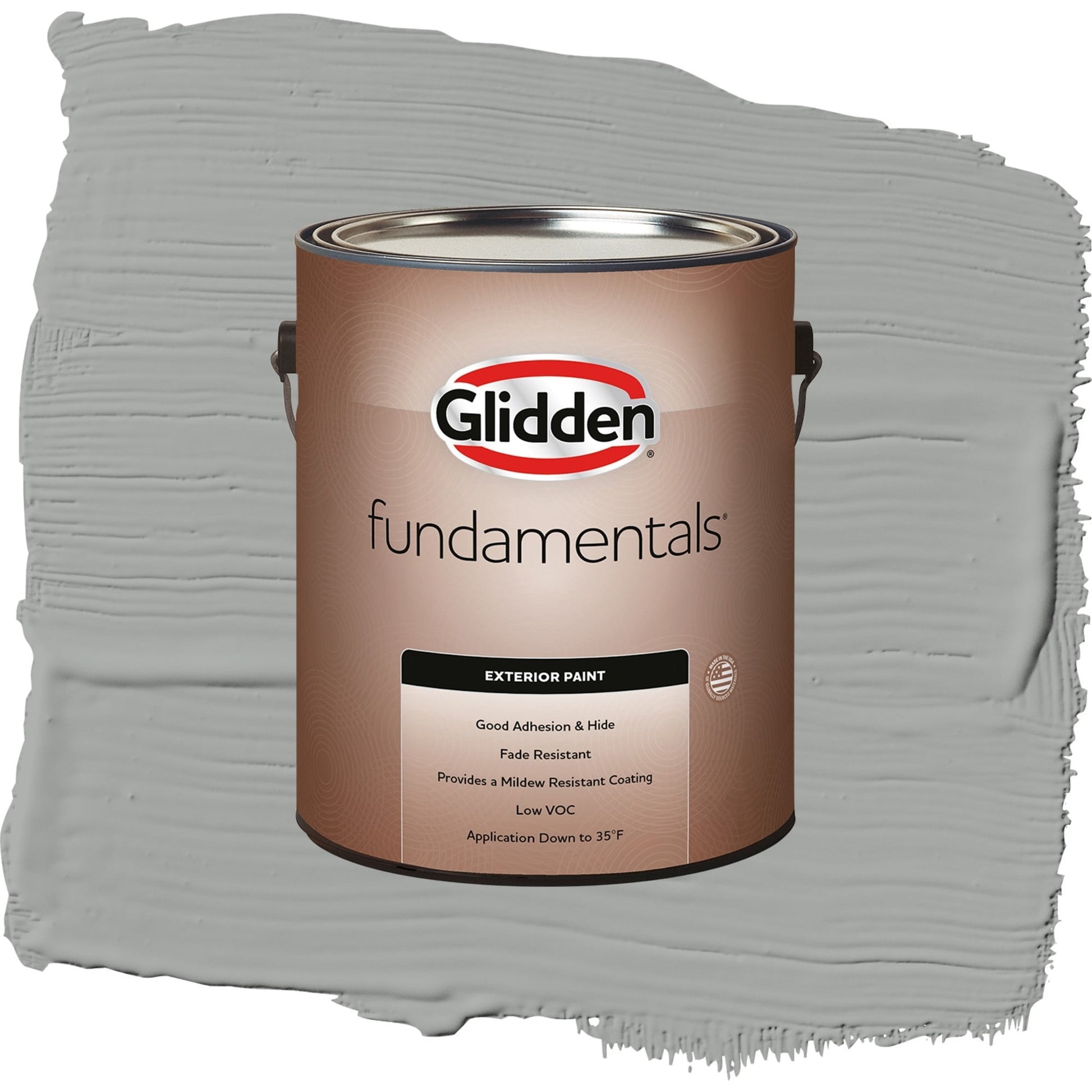Glidden Fundamentals Stepping Stone / Gray, Flat Exterior Paint, 1 Gallon