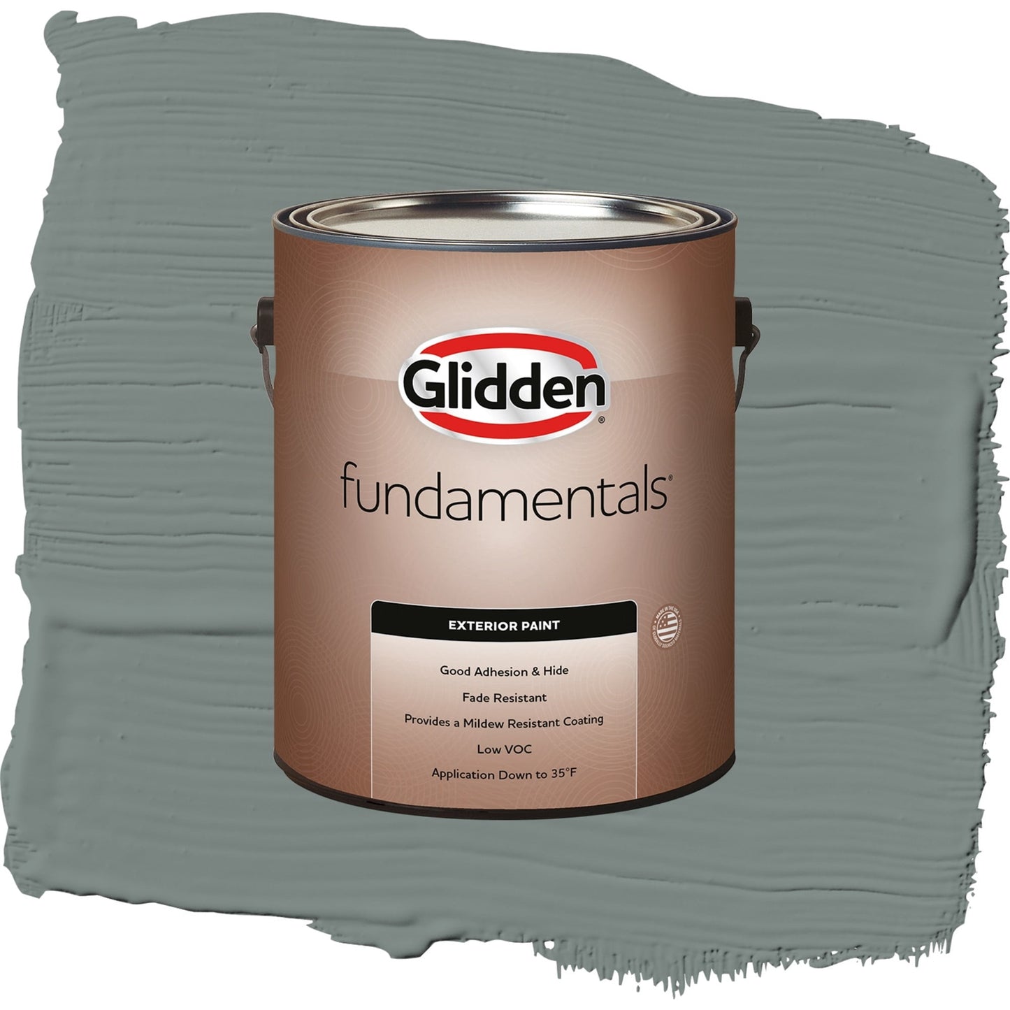 Glidden Fundamentals Thunderbolt / Gray, Flat Exterior Paint, 1 Gallon