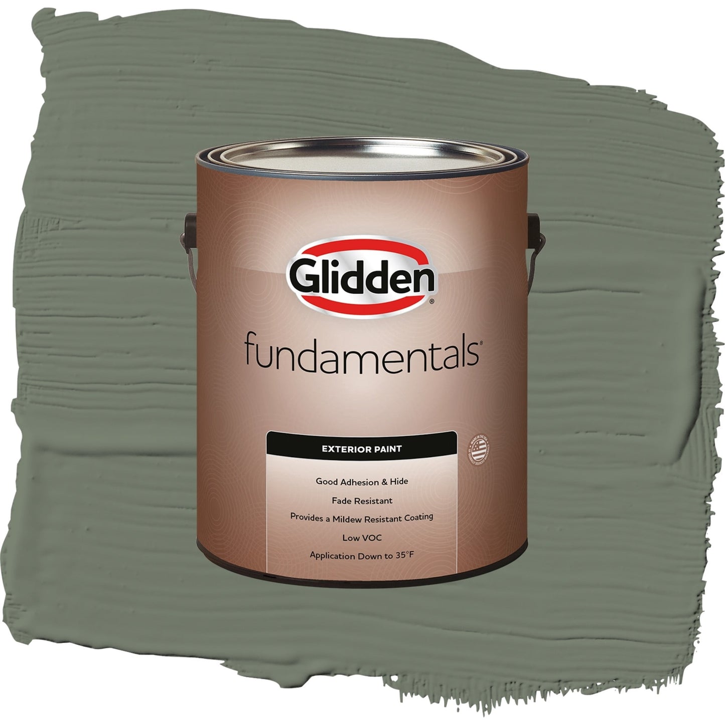 Glidden Fundamentals Thyme Green / Green, Satin Exterior Paint, 1 Gallon