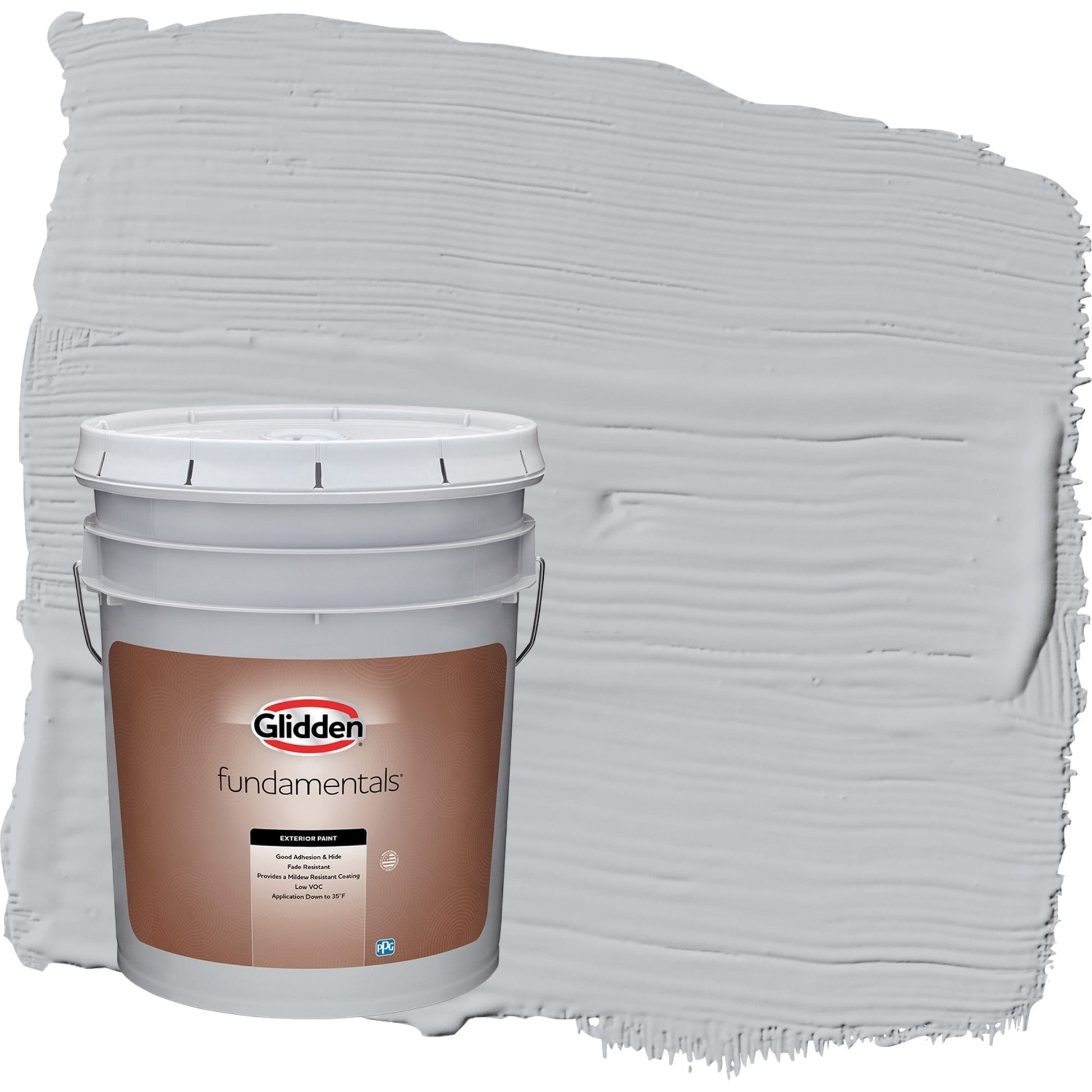 Glidden Fundamentals Train / Gray Satin Exterior Paint, 5 Gallon