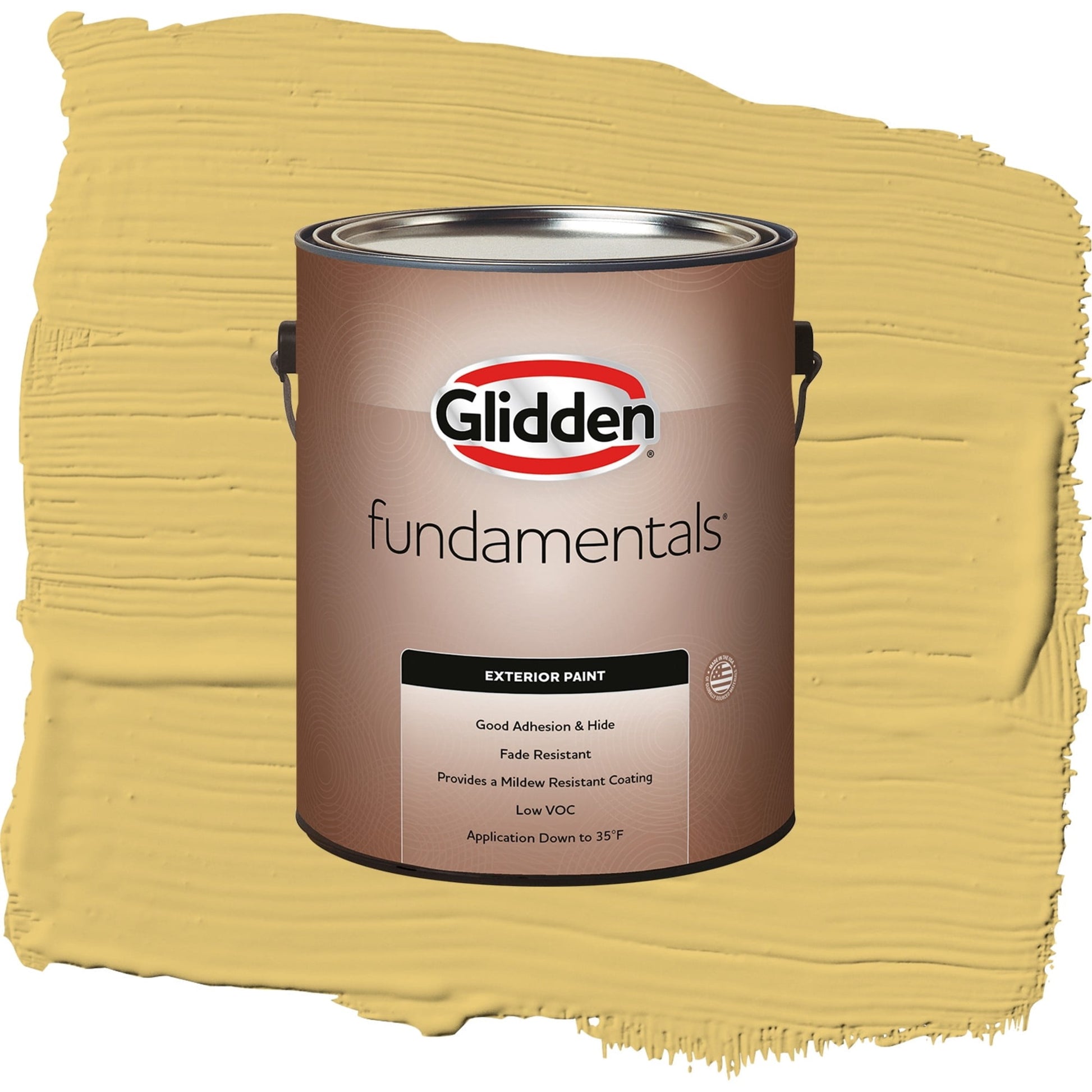 Glidden Fundamentals Tropical Siesta / Yellow, Flat Exterior Paint, 1 Gallon