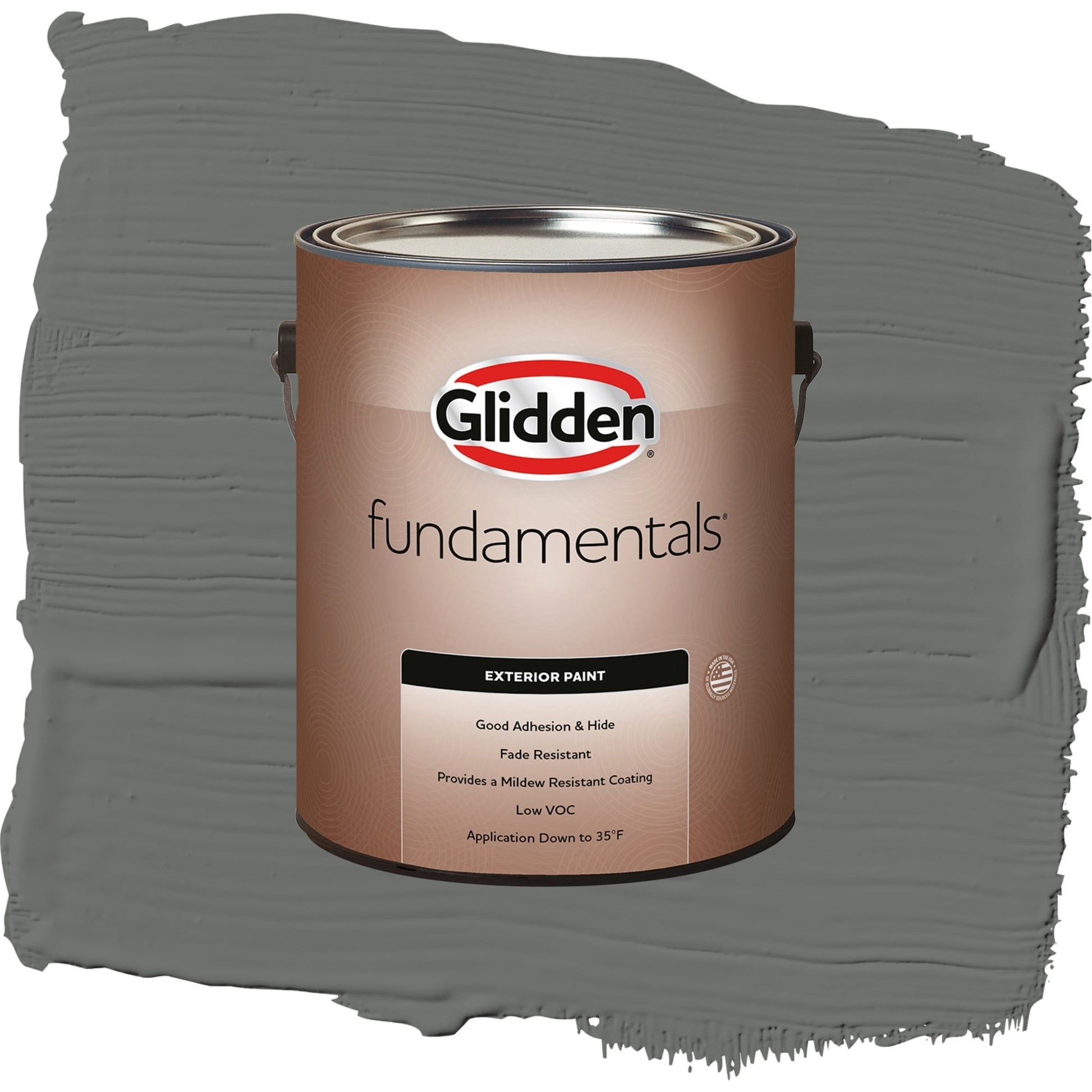 Glidden Fundamentals Up in Smoke / Gray, Satin Exterior Paint, 1 Gallon