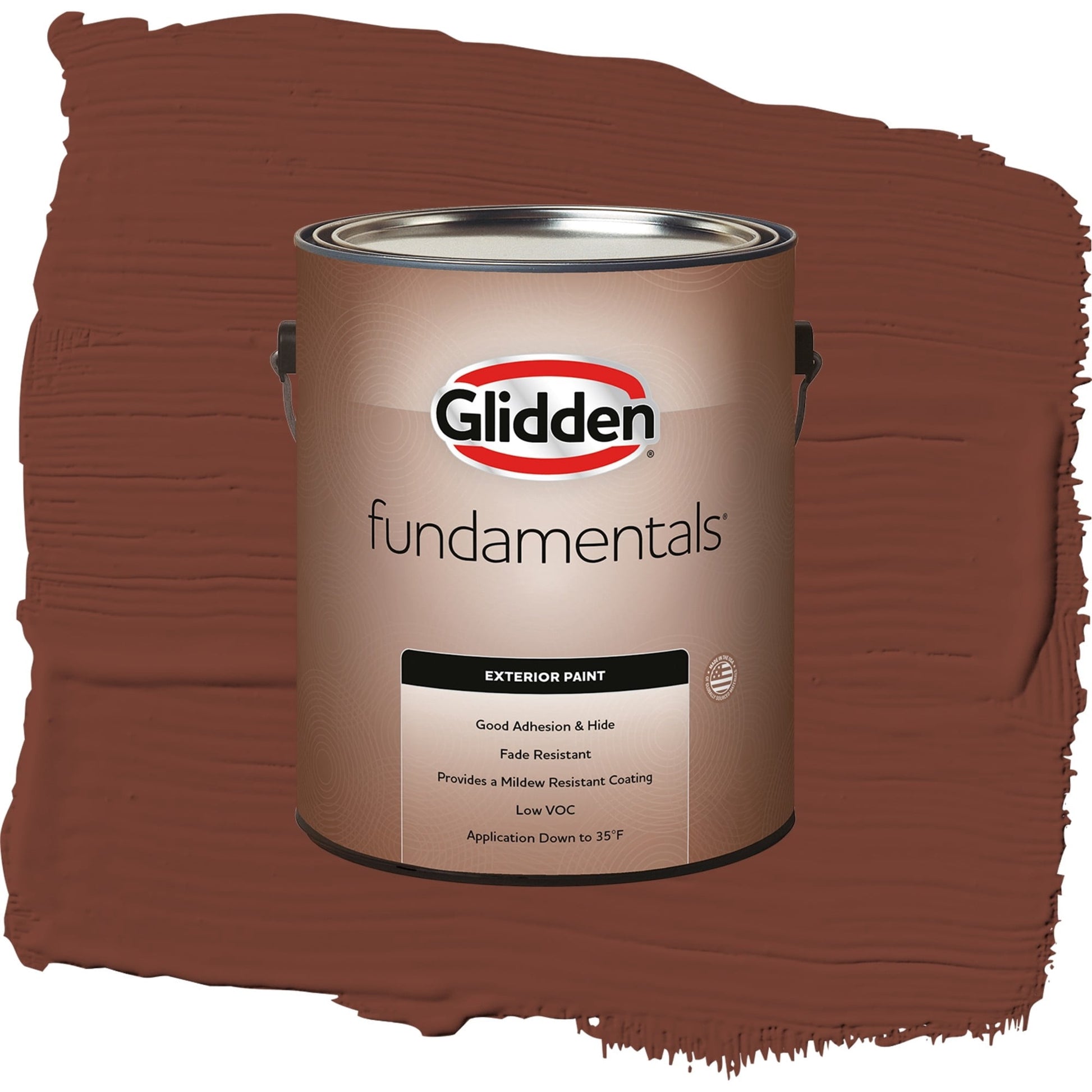 Glidden Fundamentals Warm Mahogany / Red, Satin Exterior Paint, 1 Gallon