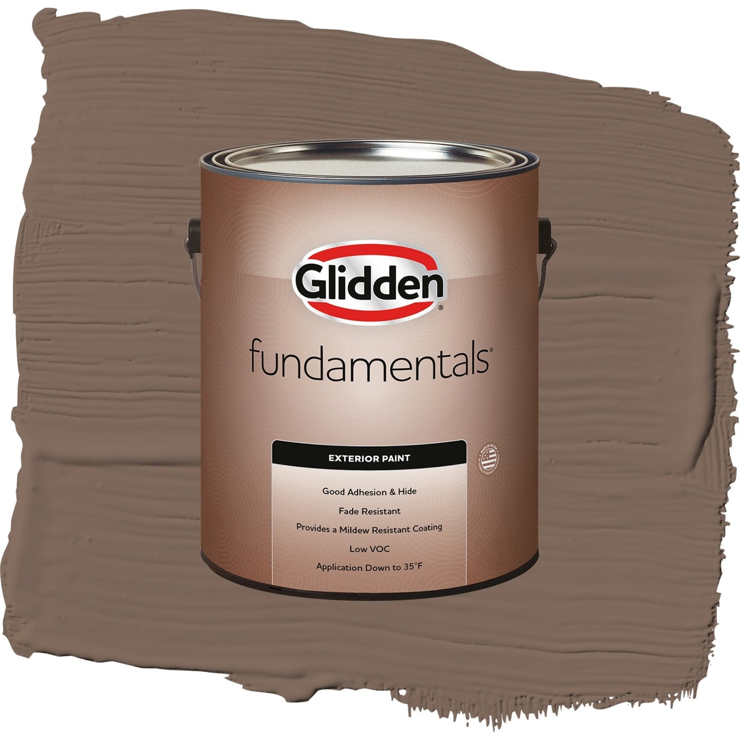 Glidden Fundamentals Warrior / Brown, Satin Exterior Paint, 1 Gallon
