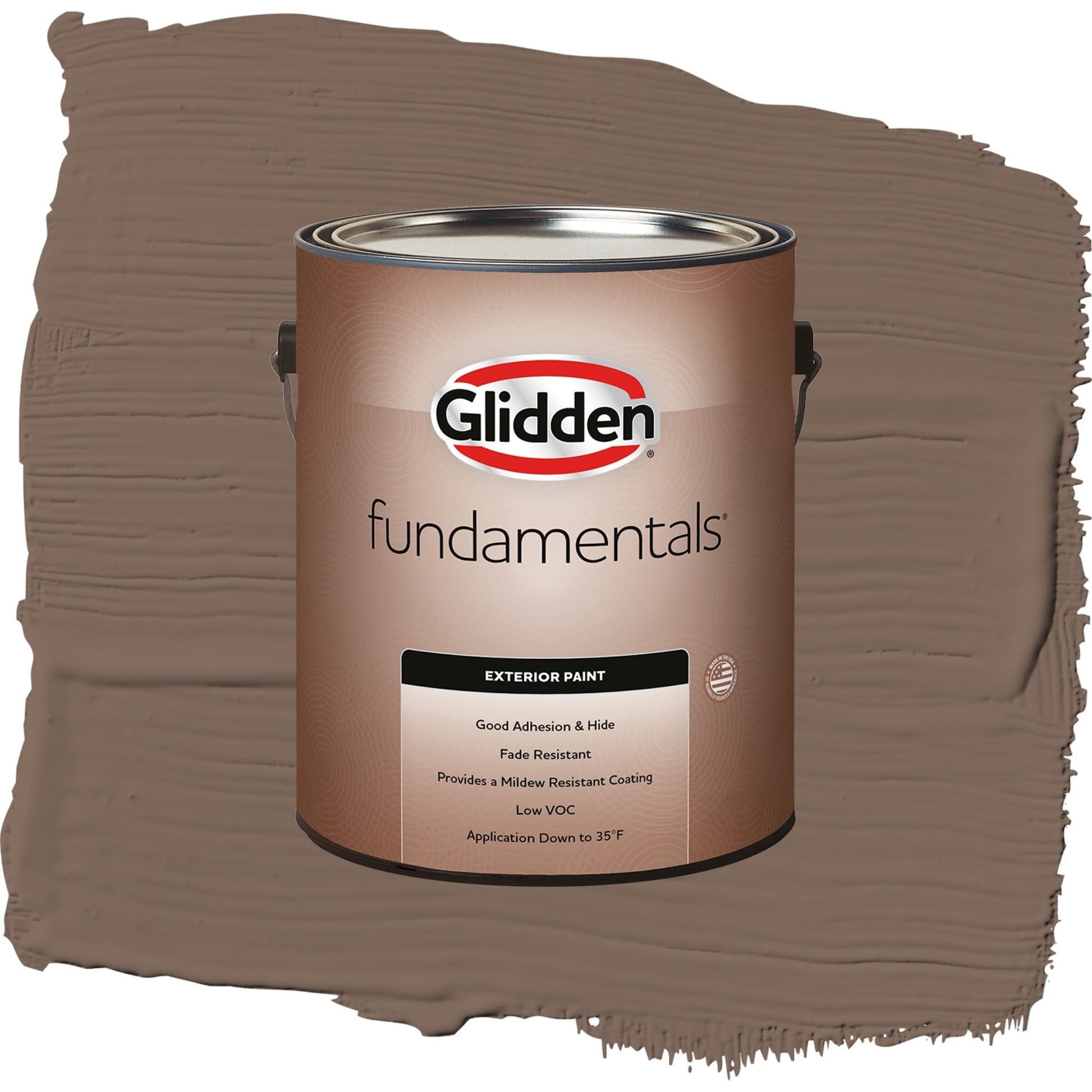 Glidden Fundamentals Warrior / Brown, Satin Exterior Paint, 1 Gallon