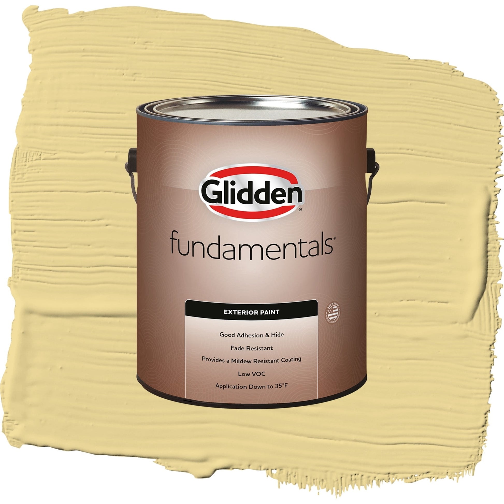 Glidden Fundamentals Wayward Wind / Yellow, Flat Exterior Paint, 1 Gallon
