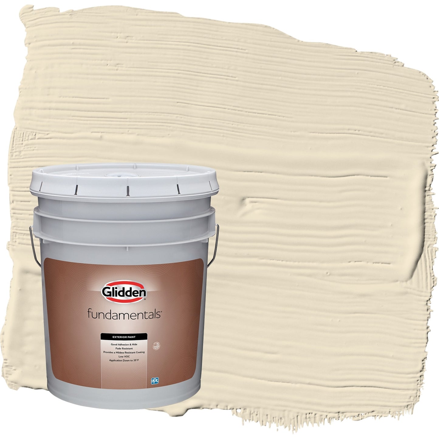 Glidden Fundamentals Pintura Exterior Satinado Crema Pesada / Beige, 5 Galones