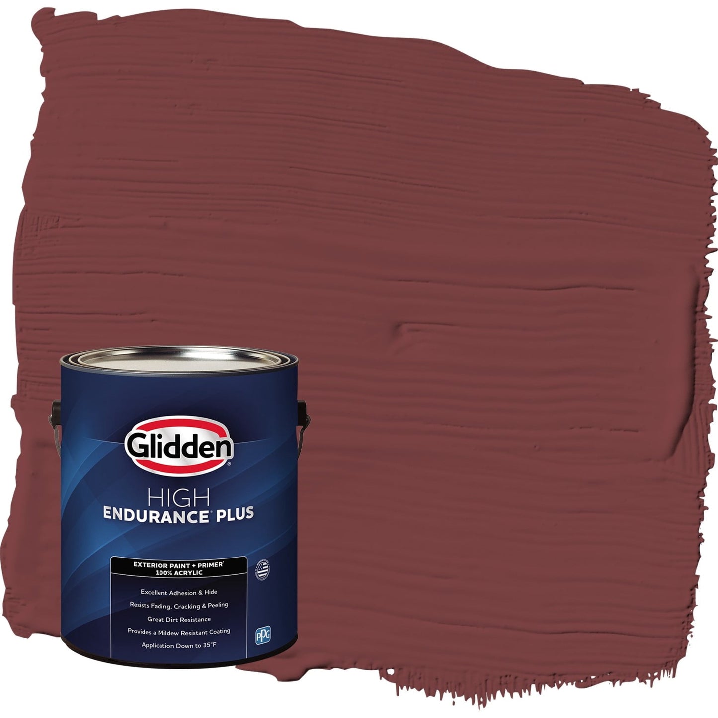Glidden HEP Bordeaux / Red Flat Exterior Paint with Primer, 1 Gallon