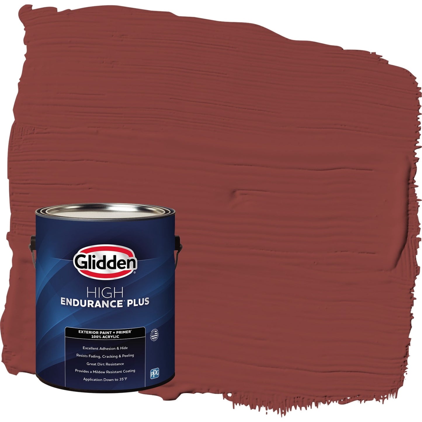 Glidden HEP Brick Dust / Red Satin Exterior Paint with Primer, 1 Gallon