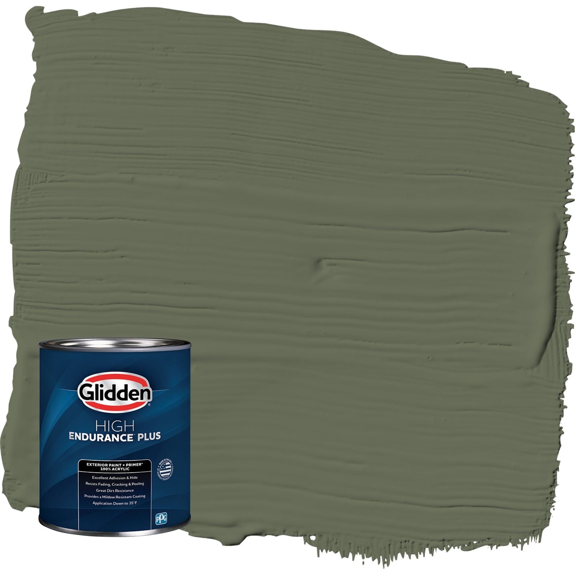 Glidden HEP All About Olive / Green Satin Exterior Paint with Primer, 1 Quart
