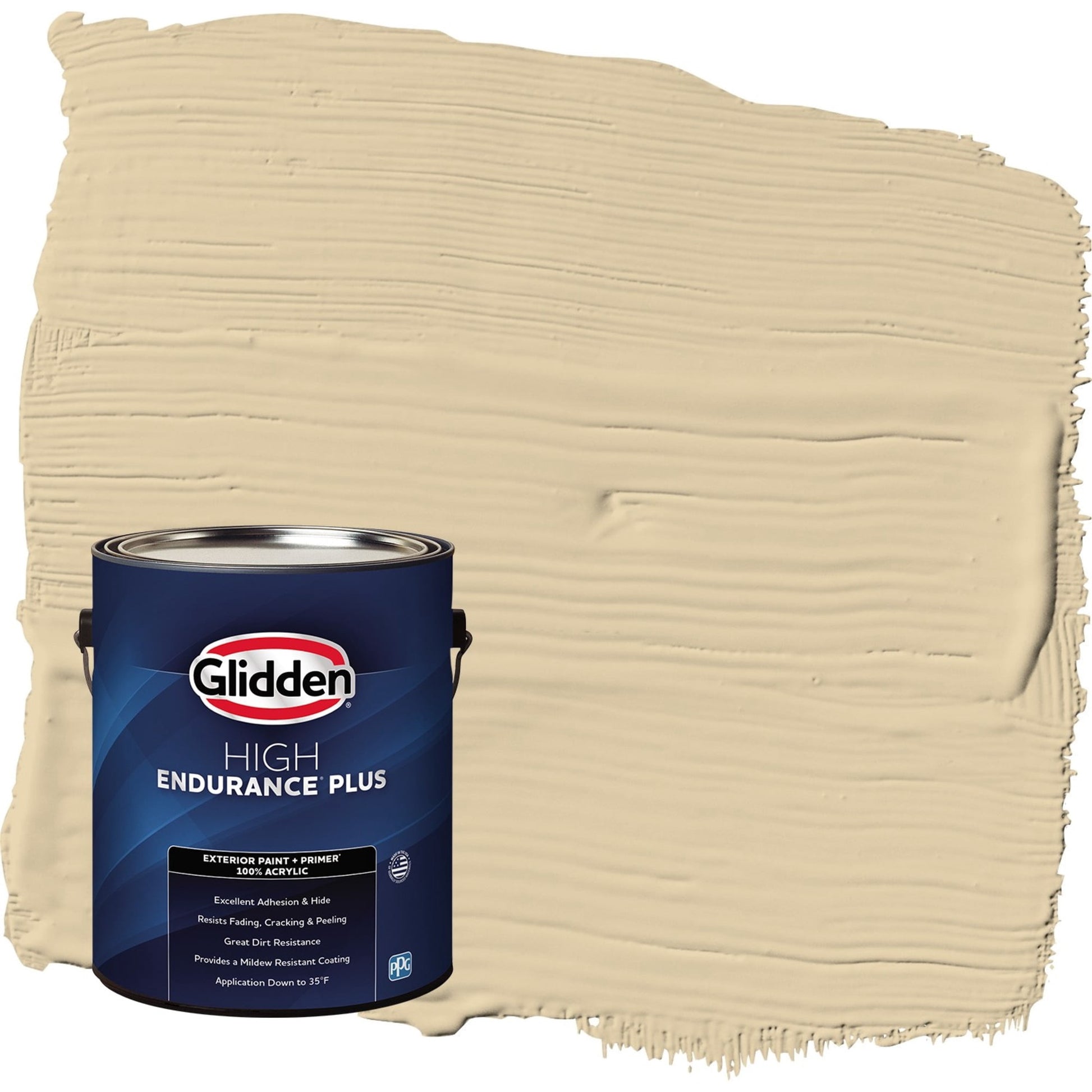 Glidden HEP Cookie Dough / Beige Satin Exterior Paint with Primer, 1 Gallon