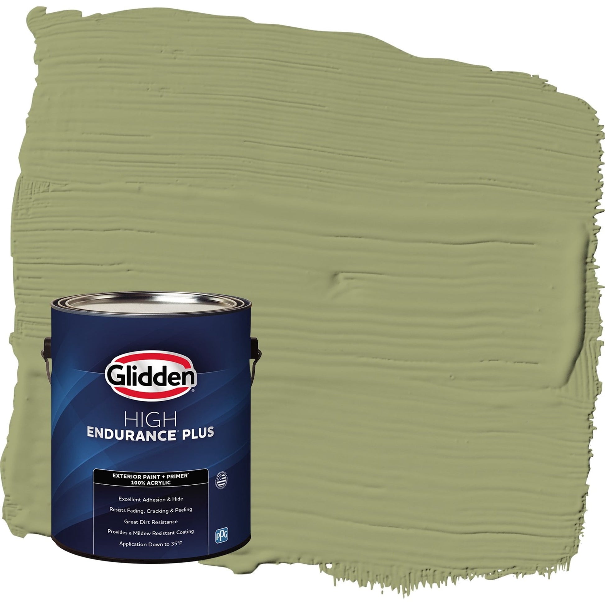 Glidden HEP Dill / Green Flat Exterior Paint with Primer, 1 Gallon