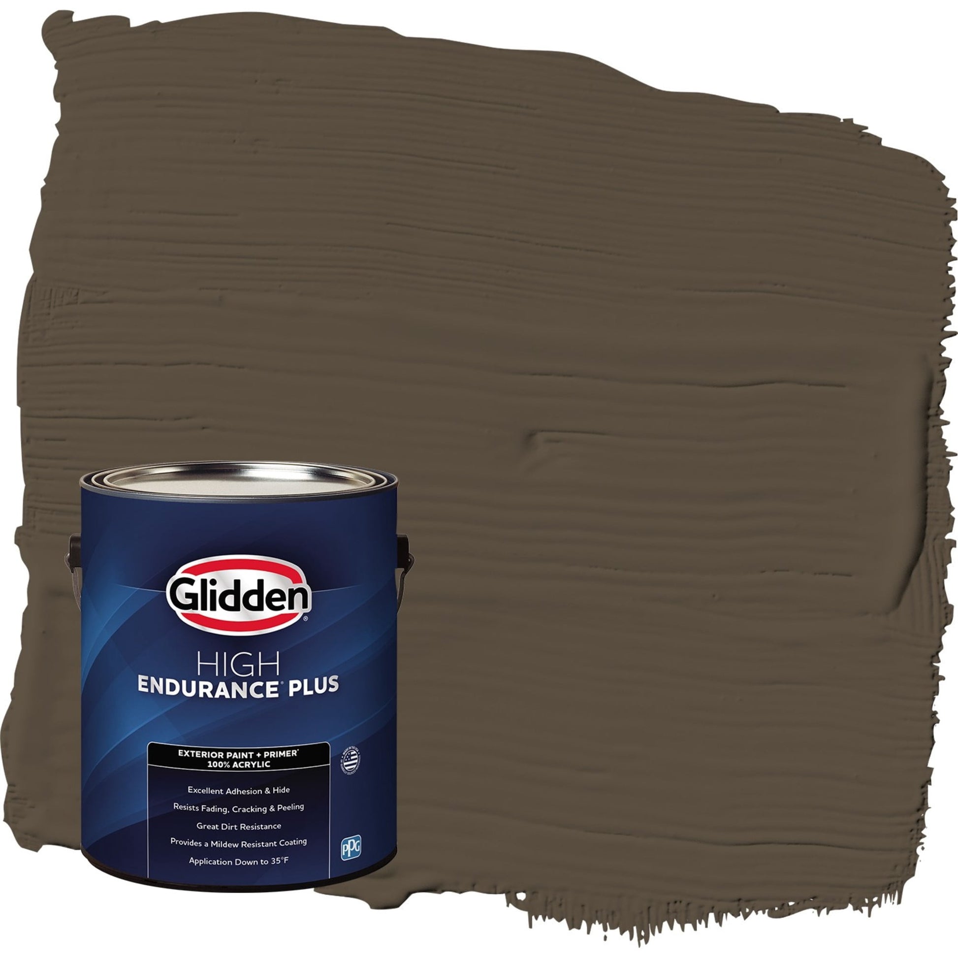 Glidden HEP Afternoon Tea / Brown Flat Exterior Paint with Primer, 1 Gallon