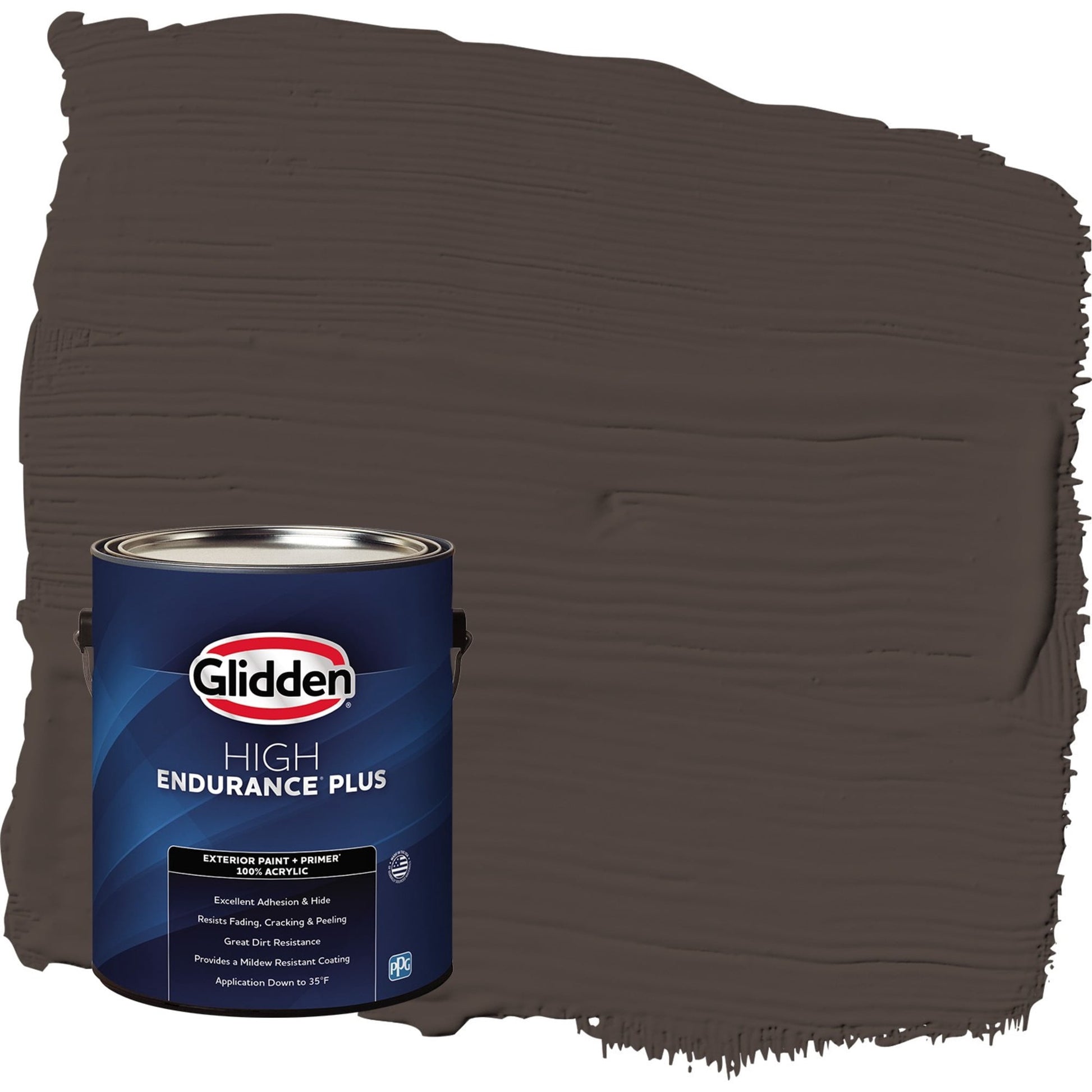 Glidden HEP Dark Granite / Brown Flat Exterior Paint with Primer, 1 Gallon