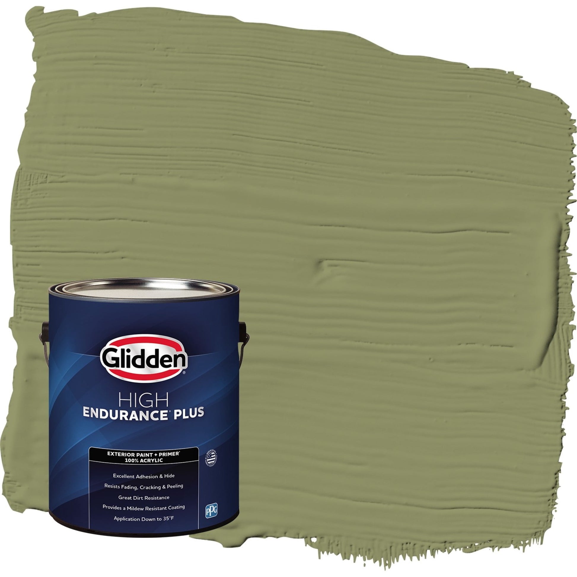 Glidden HEP Paid in Full / Green Flat Exterior Paint with Primer, 1 Gallon