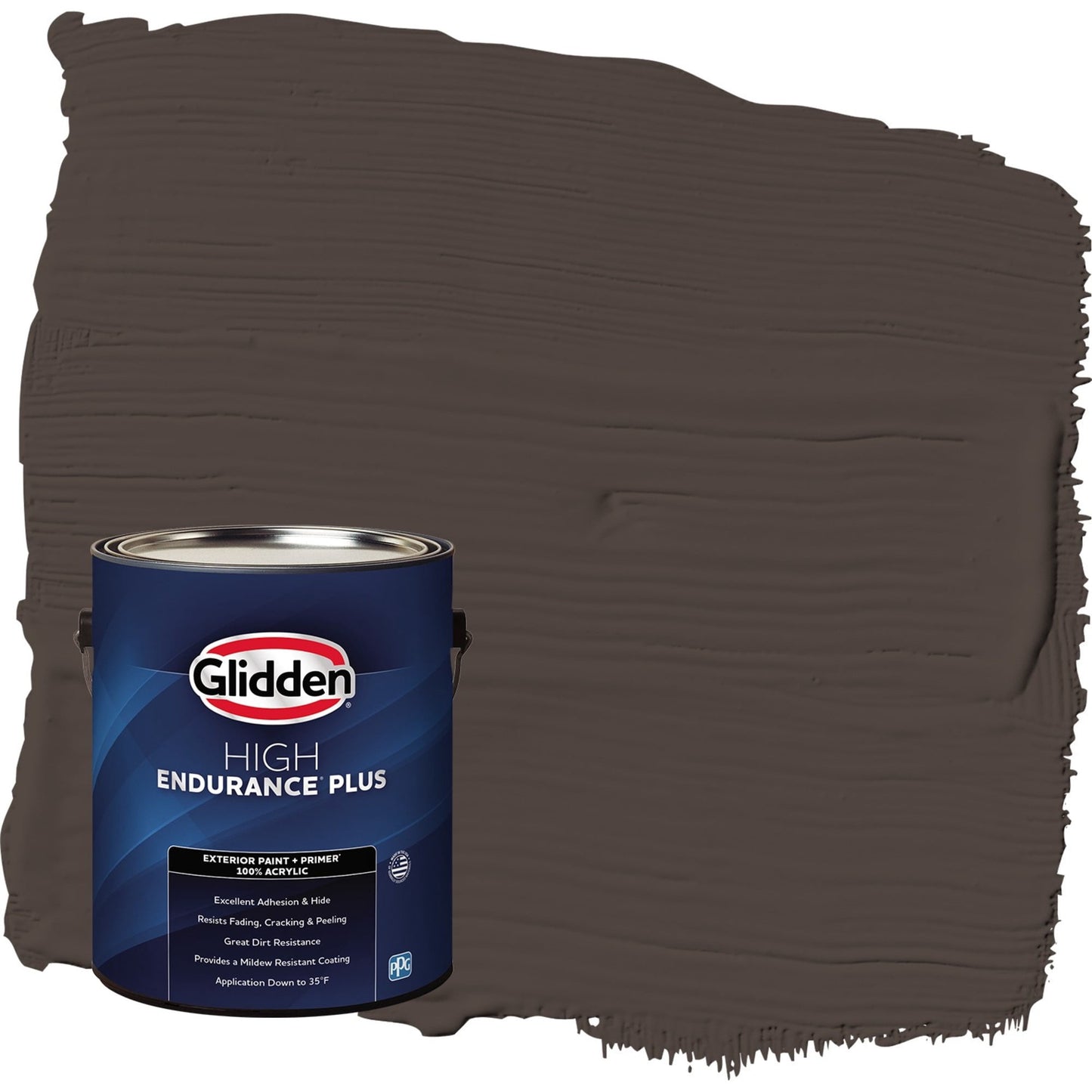 Glidden HEP Dark Granite / Brown Satin Exterior Paint with Primer, 1 Gallon