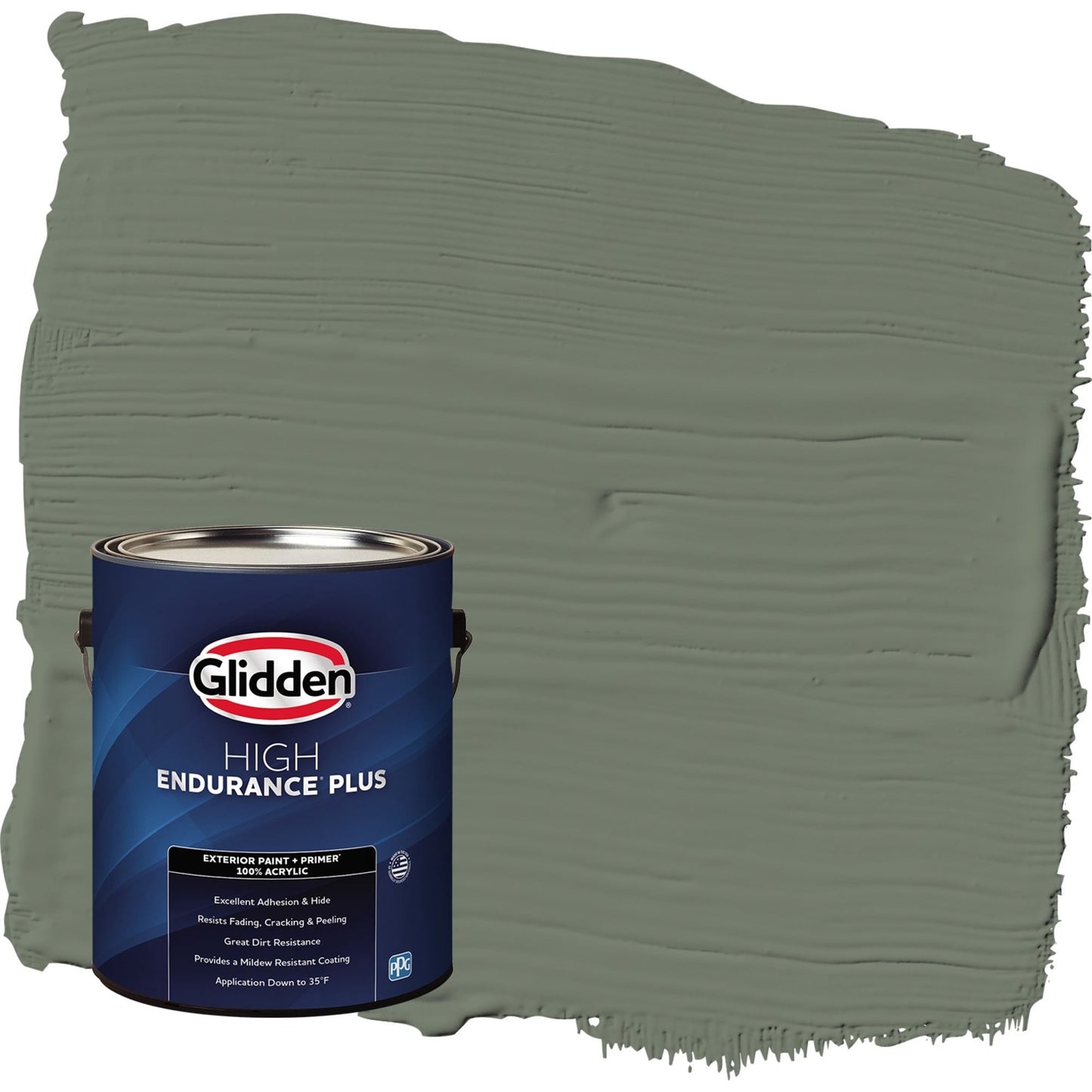 Glidden HEP Thyme Green / Green Flat Exterior Paint with Primer, 1 Gallon