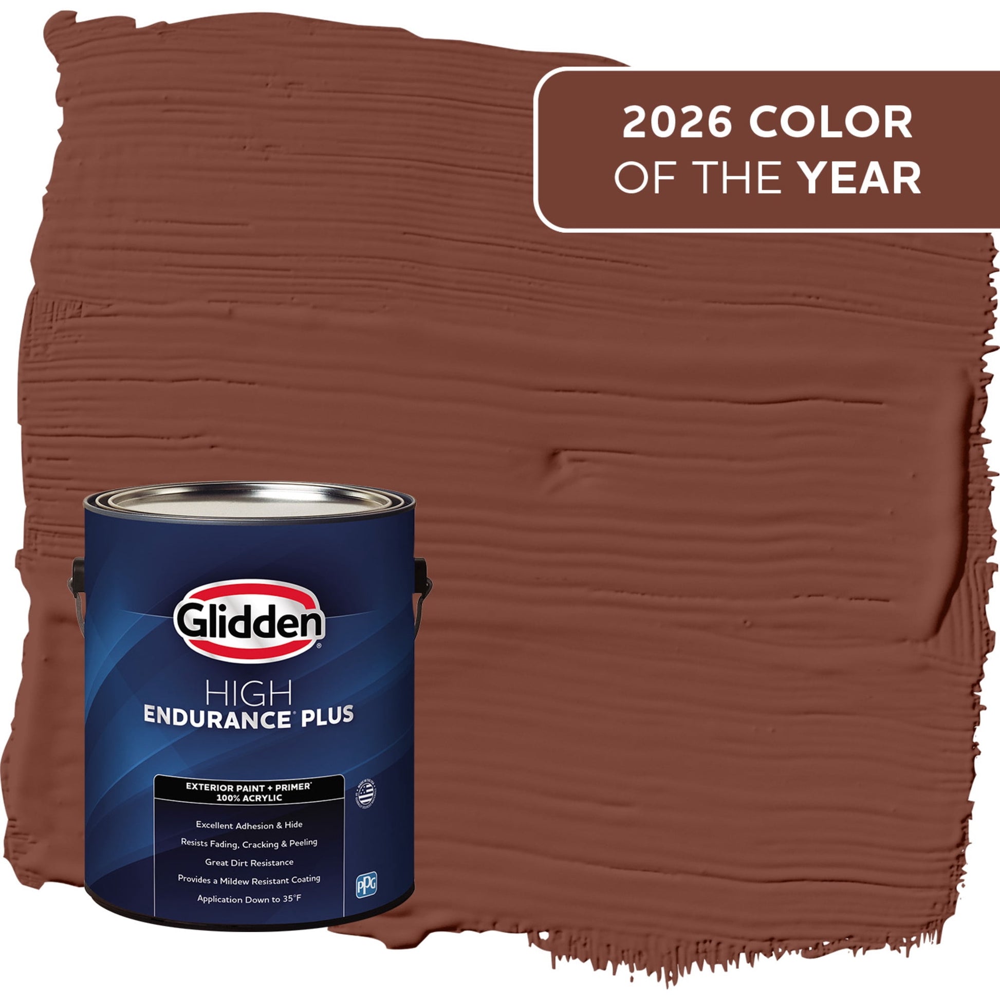 Glidden HEP Warm Mahogany / Red Satin Exterior Paint with Primer, 1 Gallon