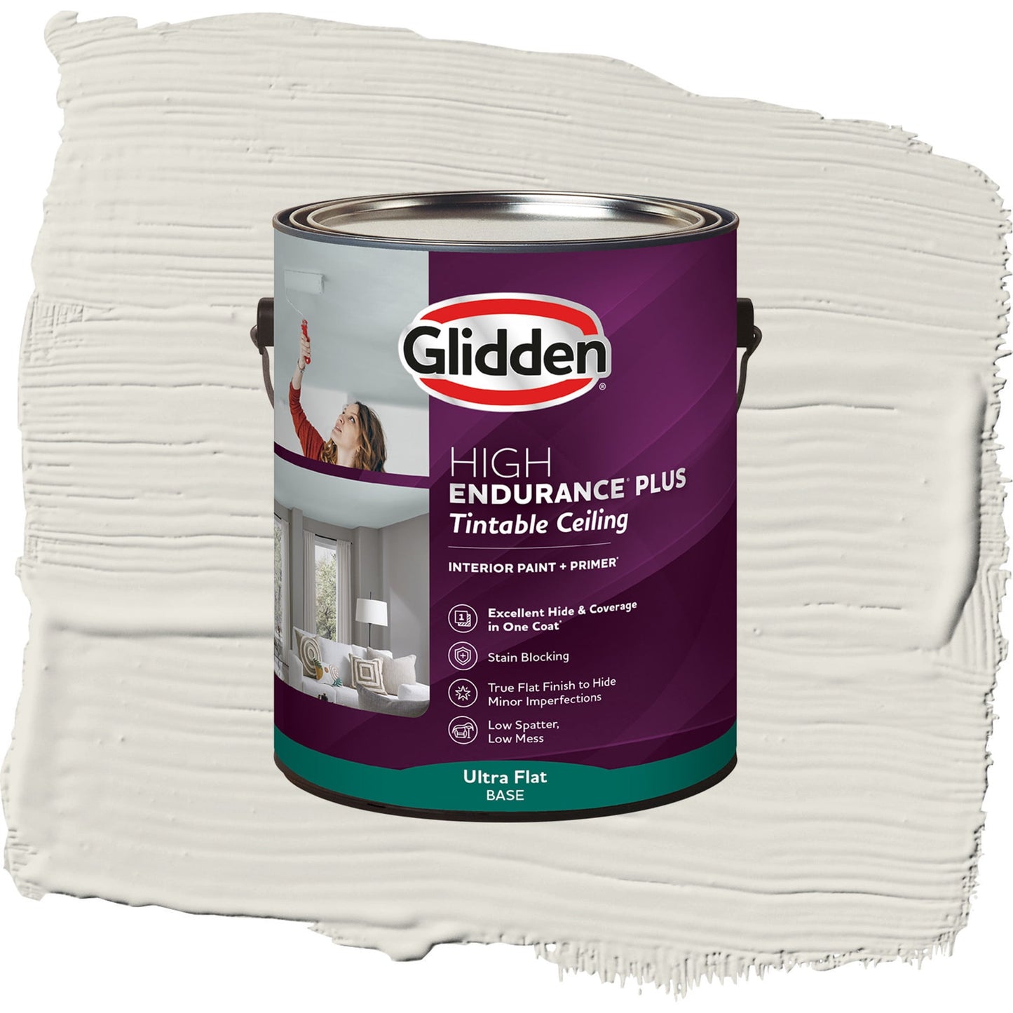 Glidden Glidden HEP Interior Ceiling Paint, In the Cloud/White, Flat, 1 Gallon