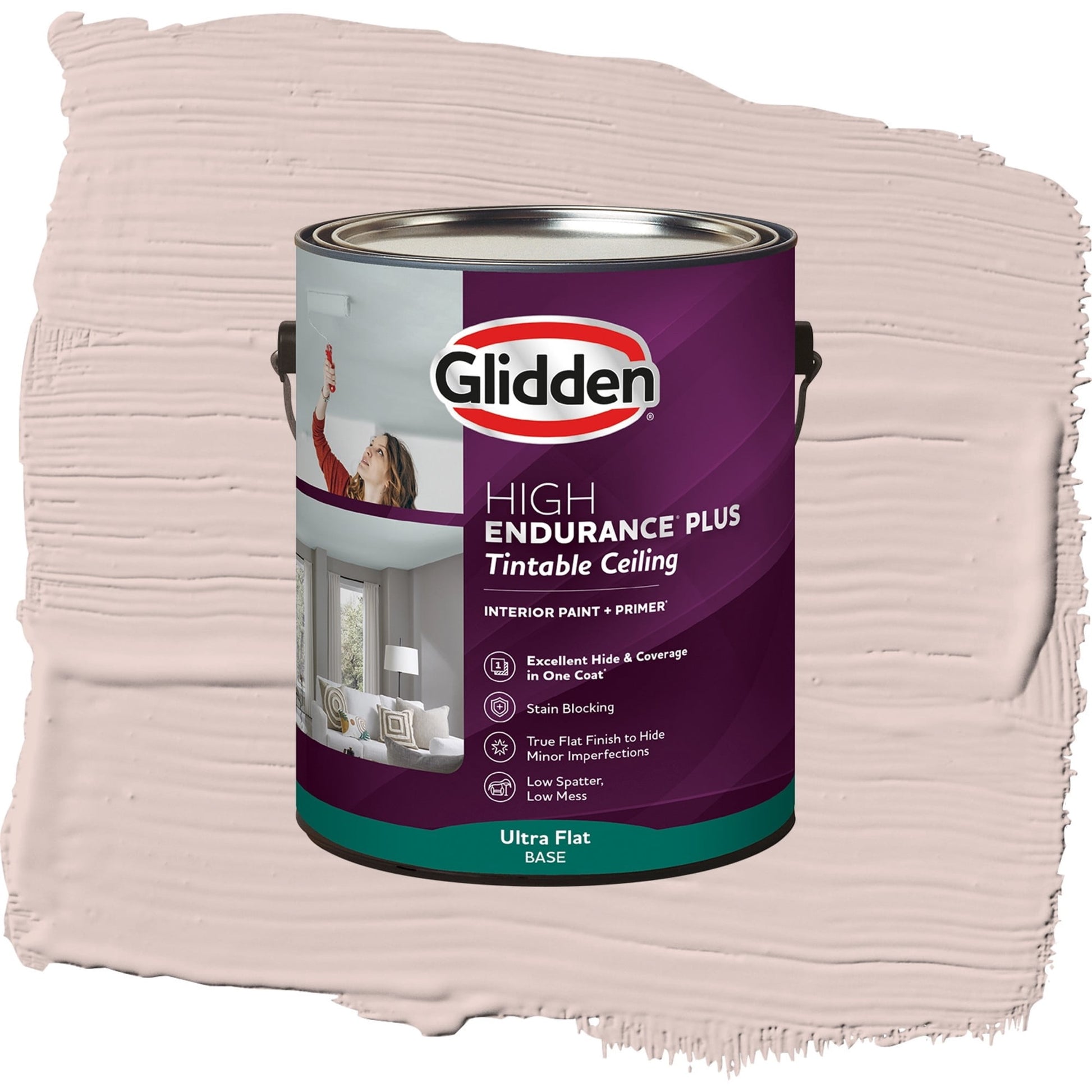 Glidden Glidden HEP Interior Ceiling Paint, Kangaroo Paw/Pink, Flat, 1 Gallon