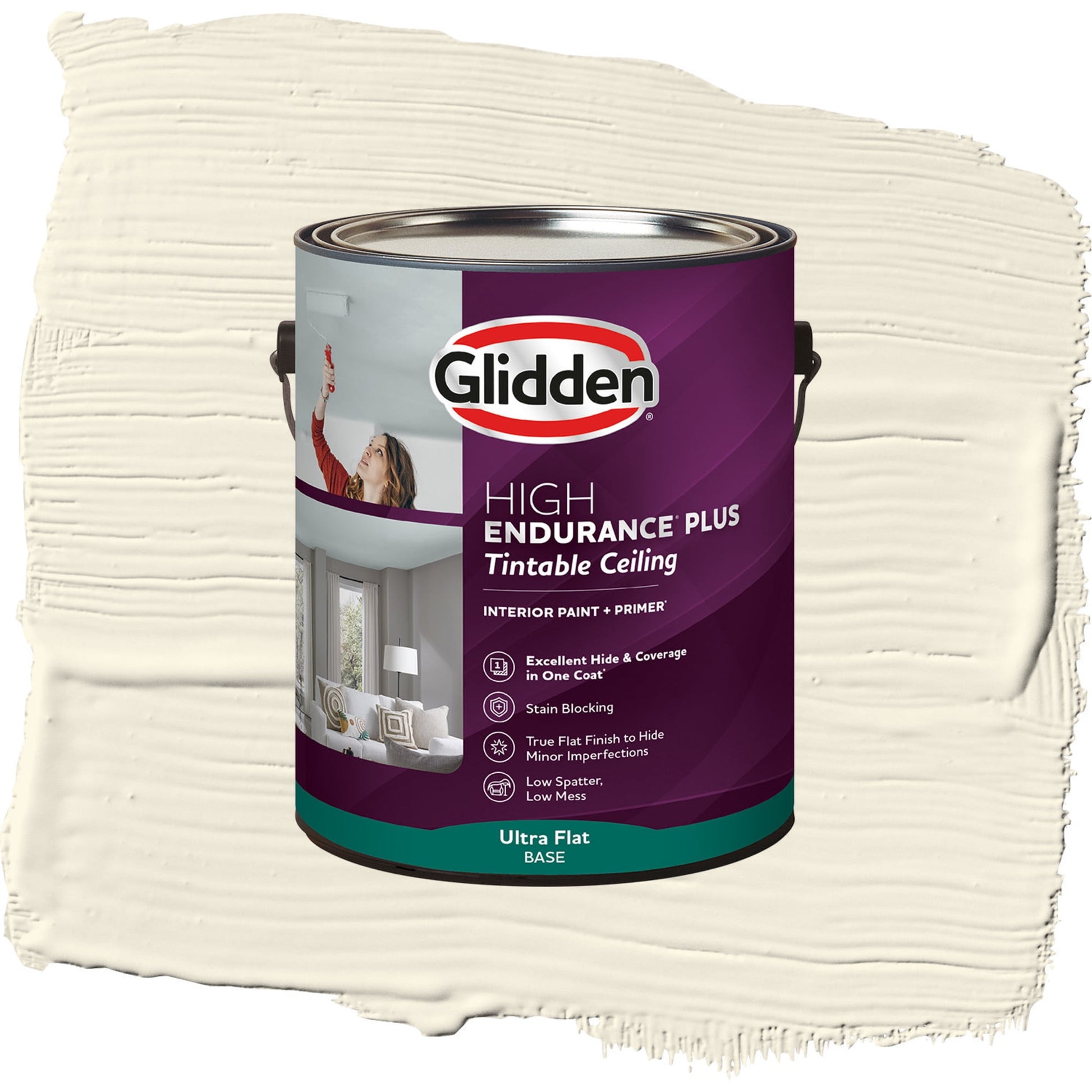 Glidden Glidden HEP Interior Ceiling Paint, Milk Paint/Off White, Flat, 1 Gallon
