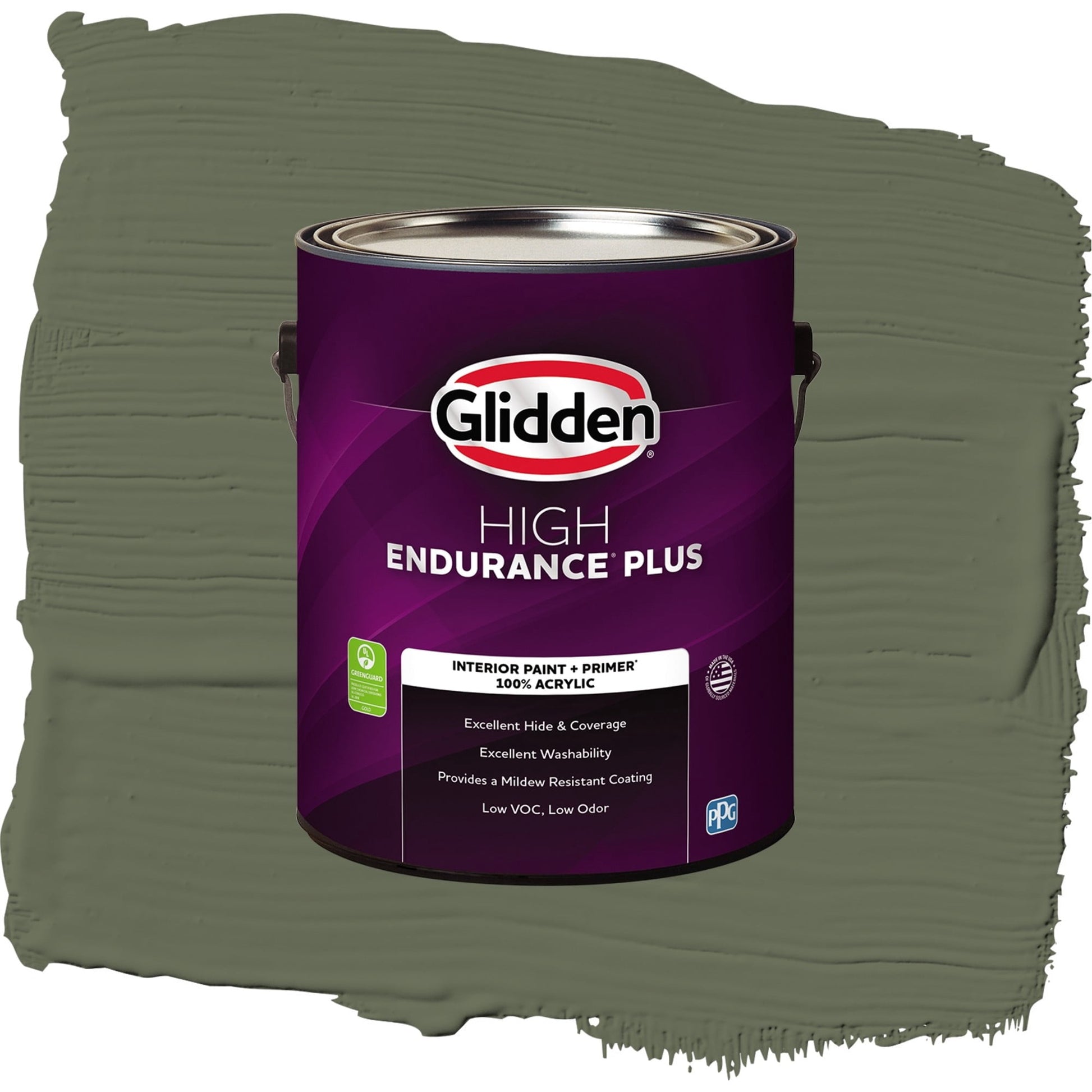 Glidden HEP All About Olive / Green, Semi-Gloss Interior Paint with Primer, 1 Gallon