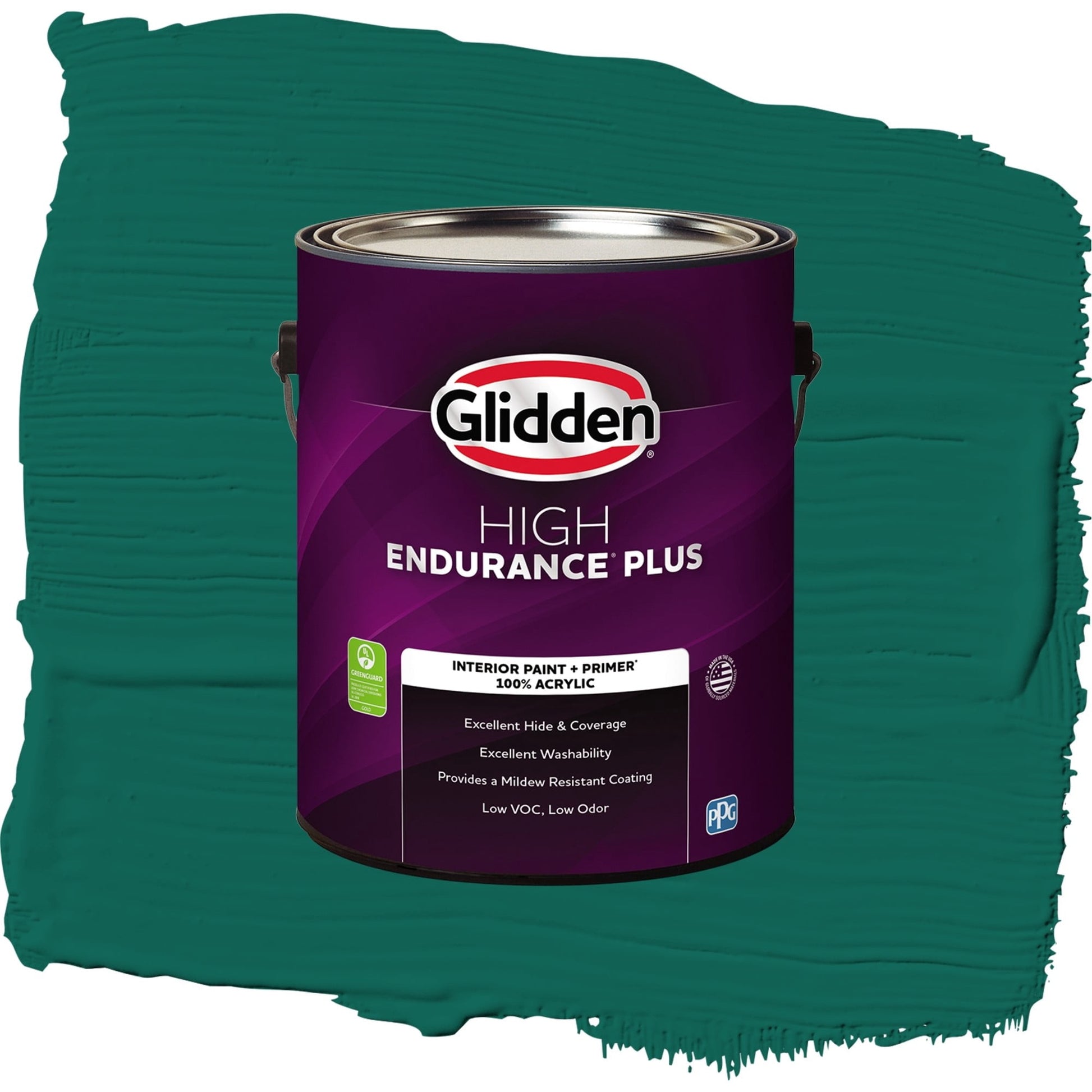 Glidden HEP Deep Veridian / Green, Flat Interior Paint with Primer, 1 Gallon