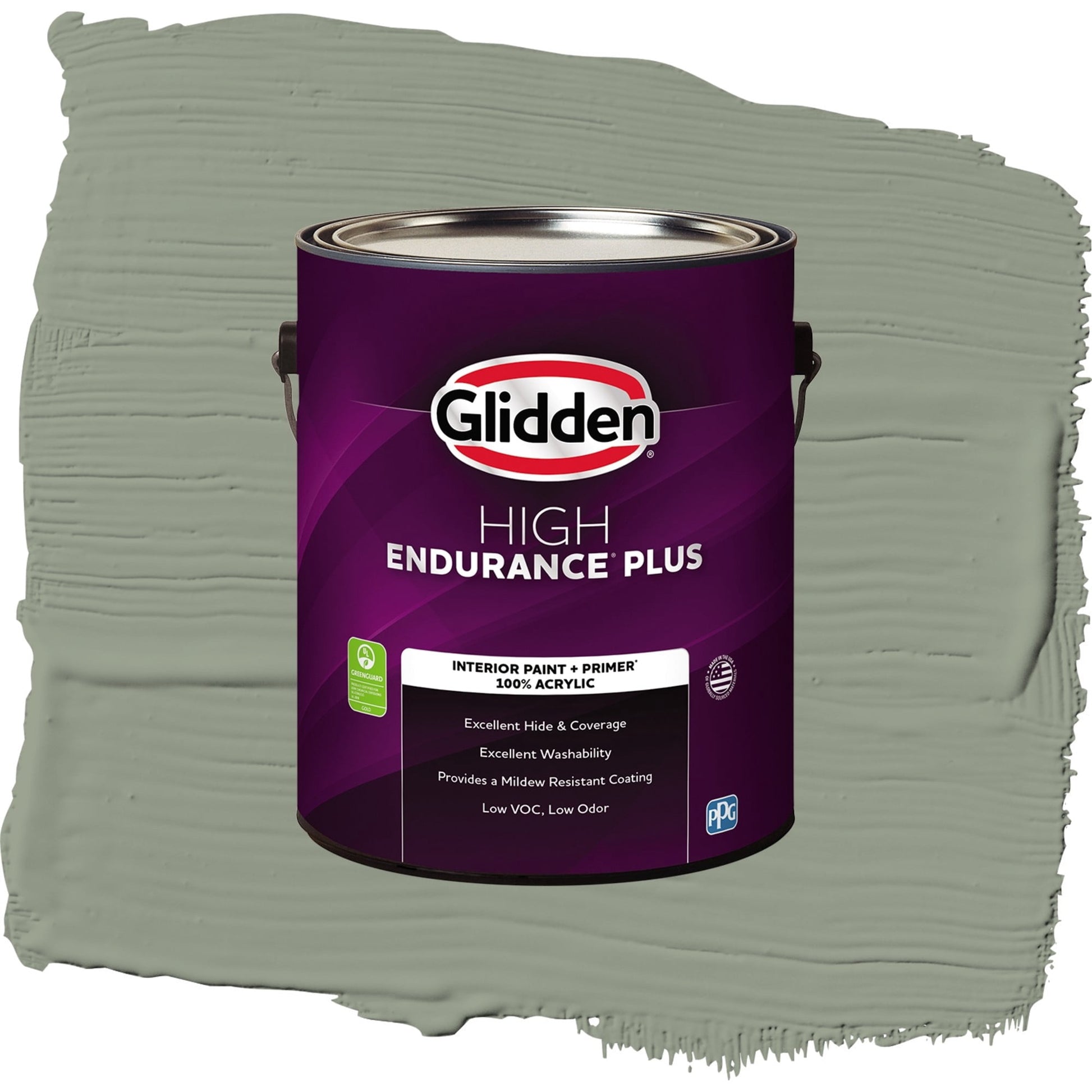 Glidden HEP Green Tea Leaf / Green, Flat Interior Paint with Primer, 1 Gallon