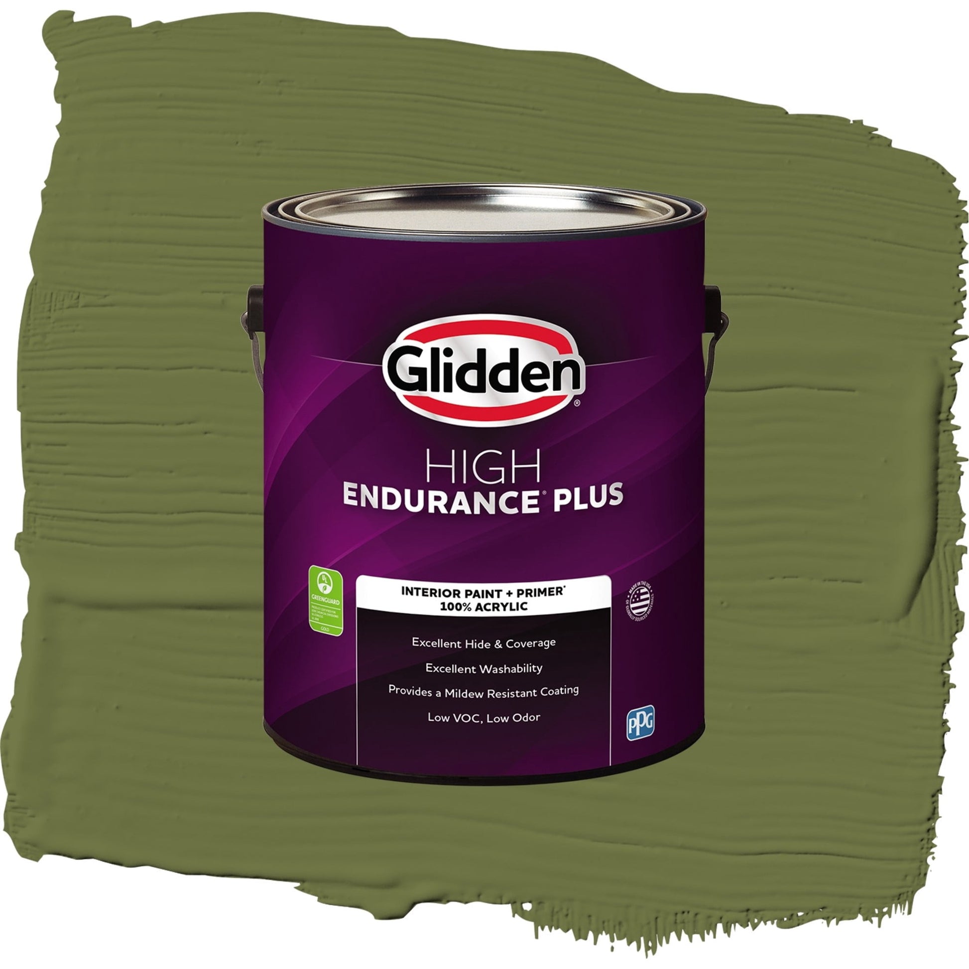 Glidden HEP Oakmoss / Green, Semi-Gloss Interior Paint with Primer, 1 Gallon