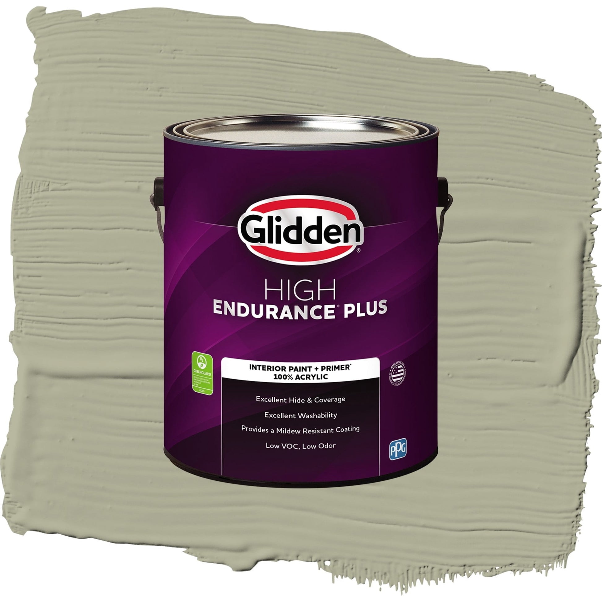 Glidden HEP Photo Gray / Green, Semi-Gloss Interior Paint with Primer, 1 Gallon