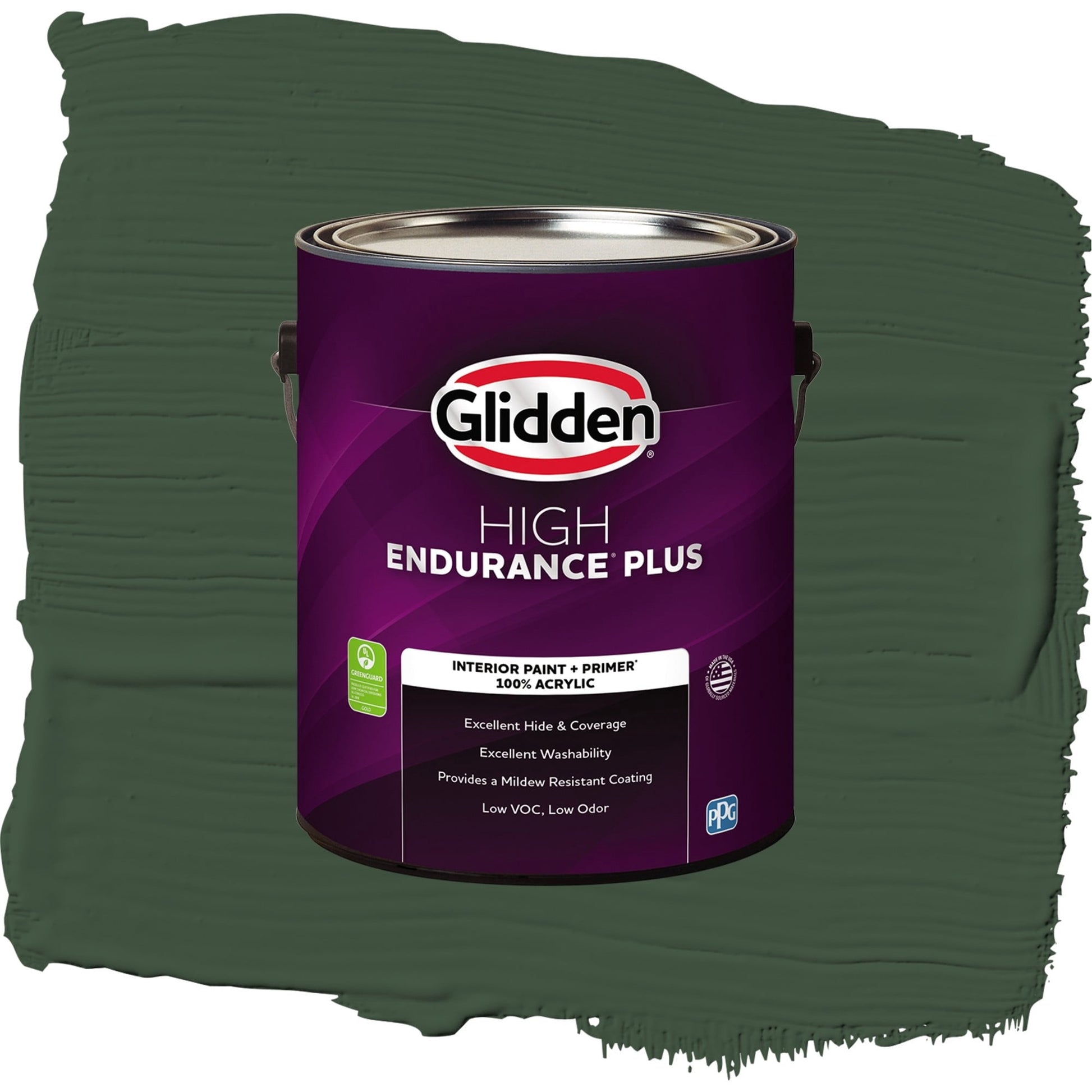 Glidden HEP Pine Forest / Green, Flat Interior Paint with Primer, 1 Gallon