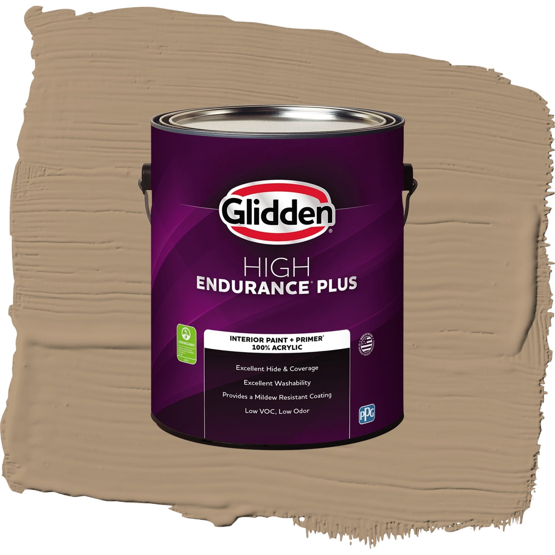 Glidden HEP Sauteed Mushroom / Beige, Flat Interior Paint with Primer, 1 Gallon