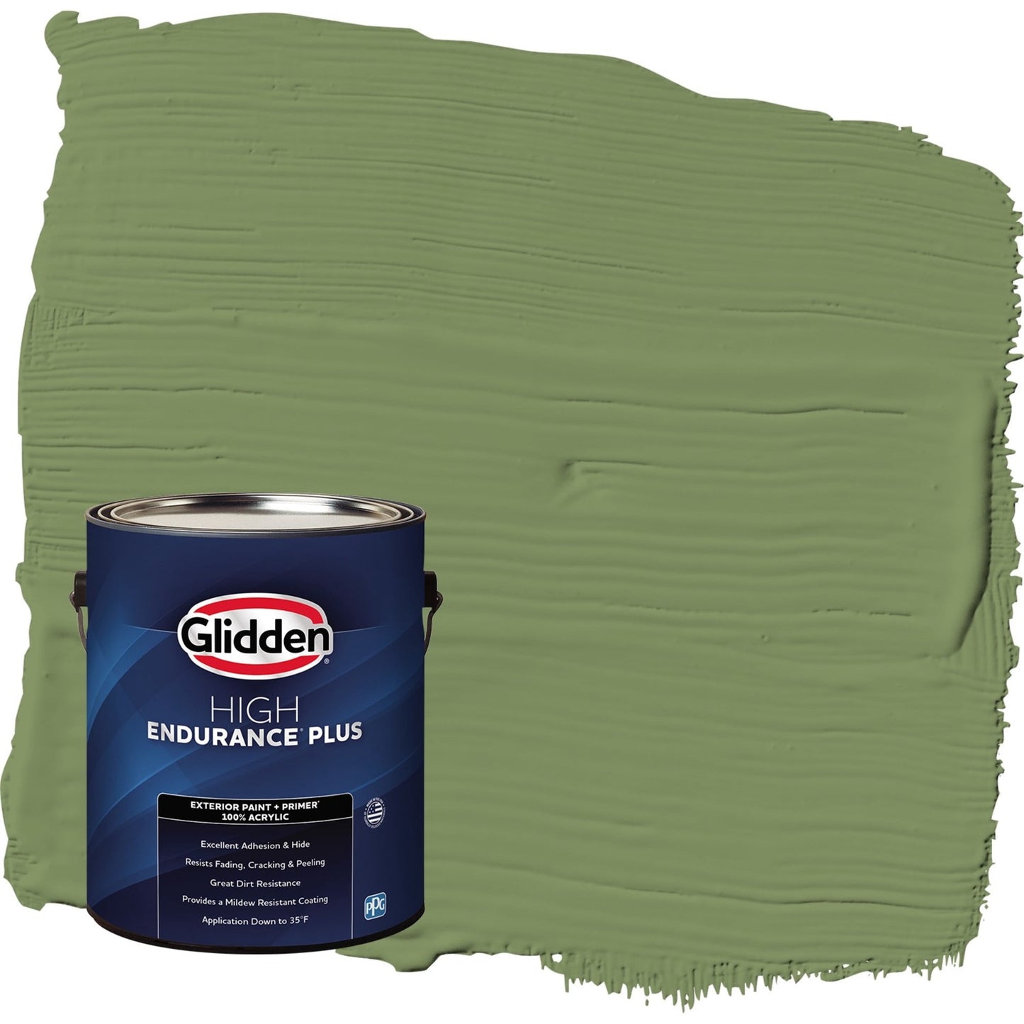 Glidden HEP Moss Point Green / Green Satin Exterior Paint with Primer, 1 Gallon