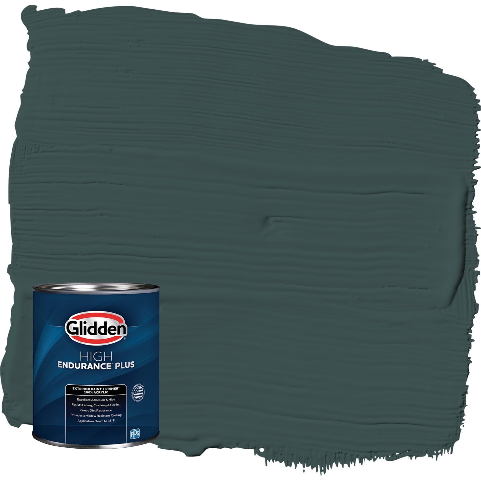 Glidden HEP Night Watch / Green Satin Exterior Paint with Primer, 1 Quart