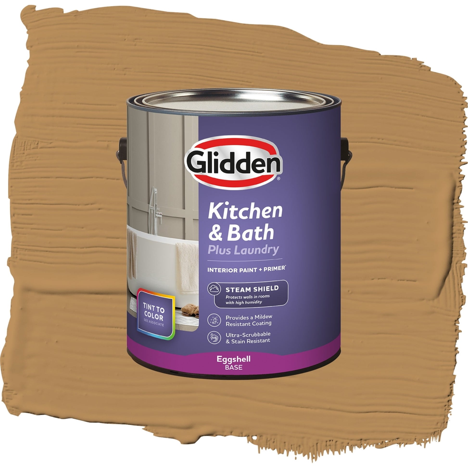 Glidden Glidden Kitchen Bath and Laundry Allegro / Brown, Eggshell Interior Paint with Primer, 1 Gallon