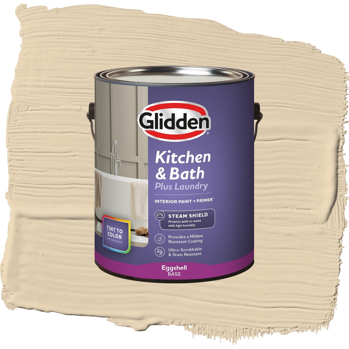 Glidden Glidden Kitchen Bath and Laundry Almond Cream / Beige, Eggshell Interior Paint with Primer, 1 Gallon