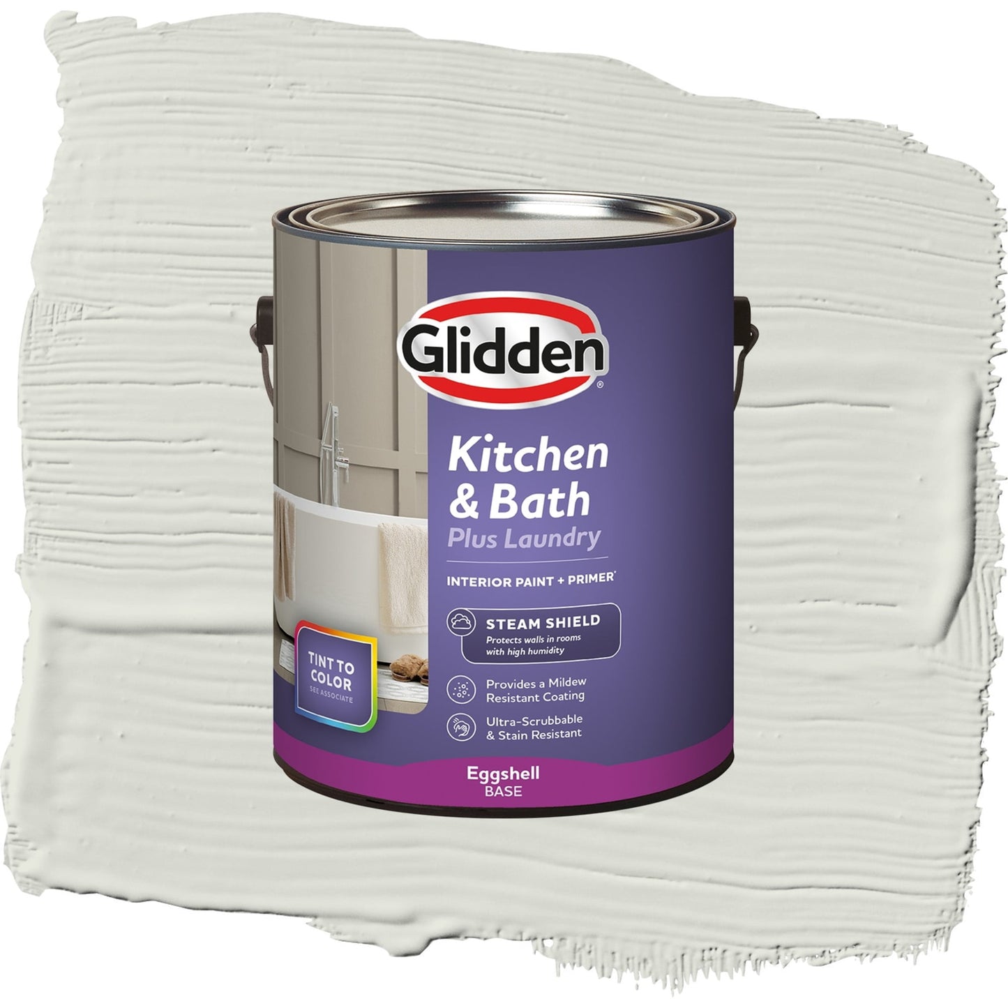 Glidden Glidden Kitchen Bath and Laundry Anonymous / White, Eggshell Interior Paint with Primer, 1 Gallon