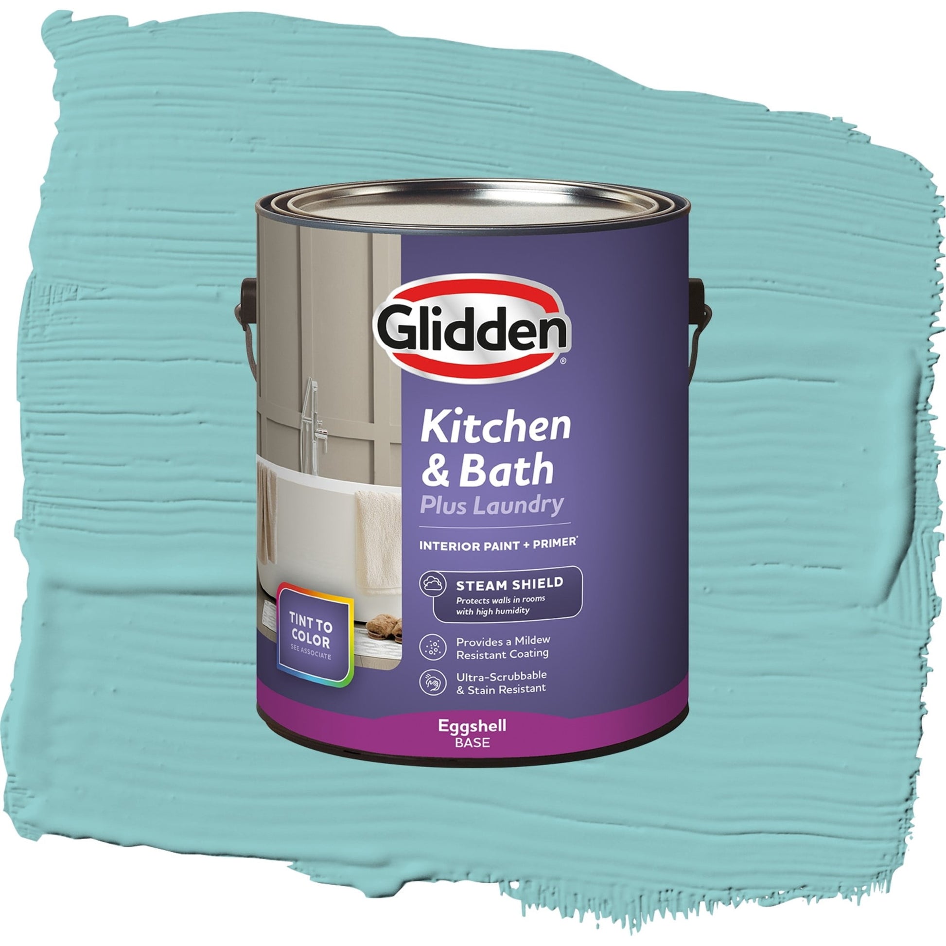 Glidden Glidden Kitchen Bath and Laundry Aqua Fiesta / Blue, Eggshell Interior Paint with Primer, 1 Gallon