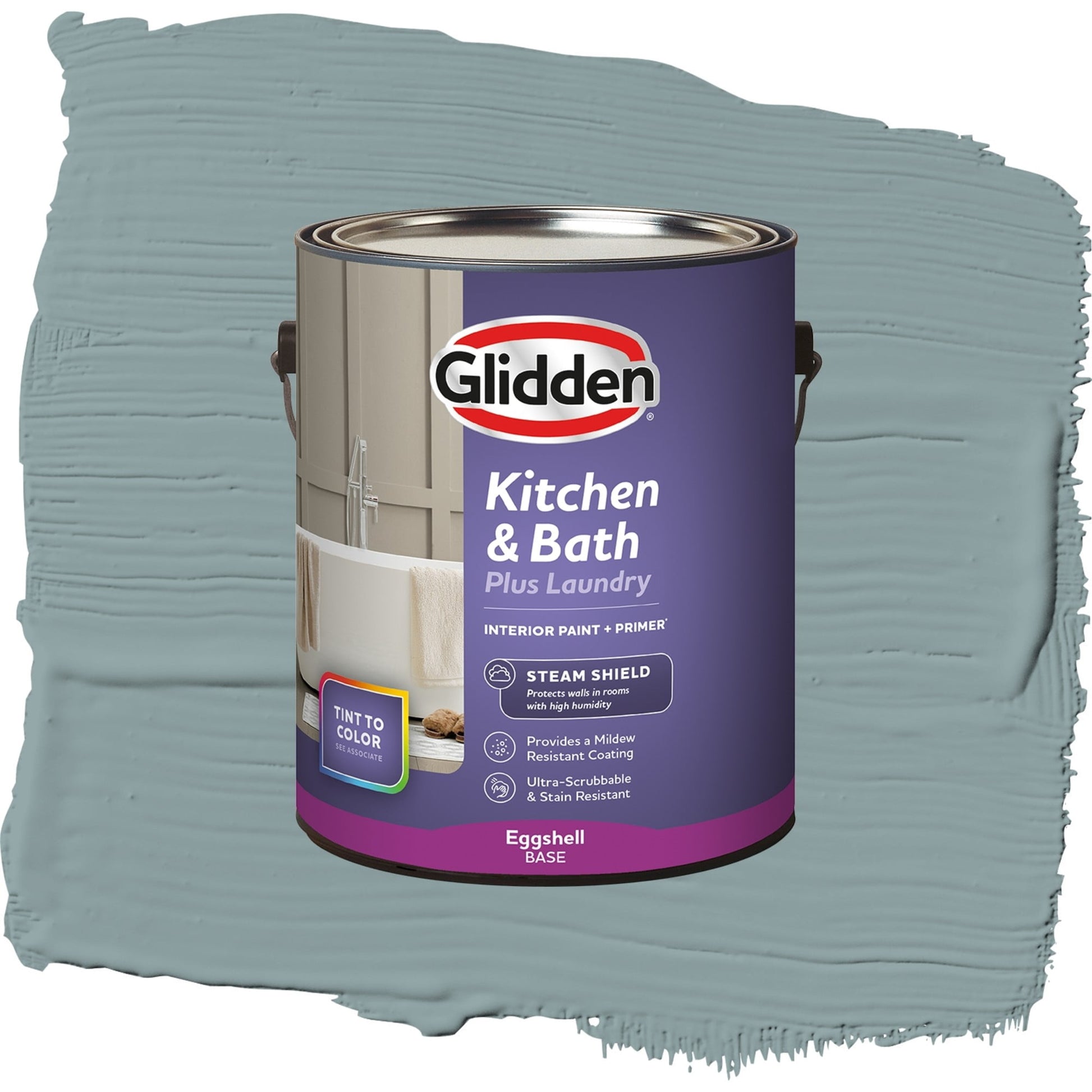 Glidden Glidden Kitchen Bath and Laundry Aqua Smoke / Blue, Eggshell Interior Paint with Primer, 1 Gallon