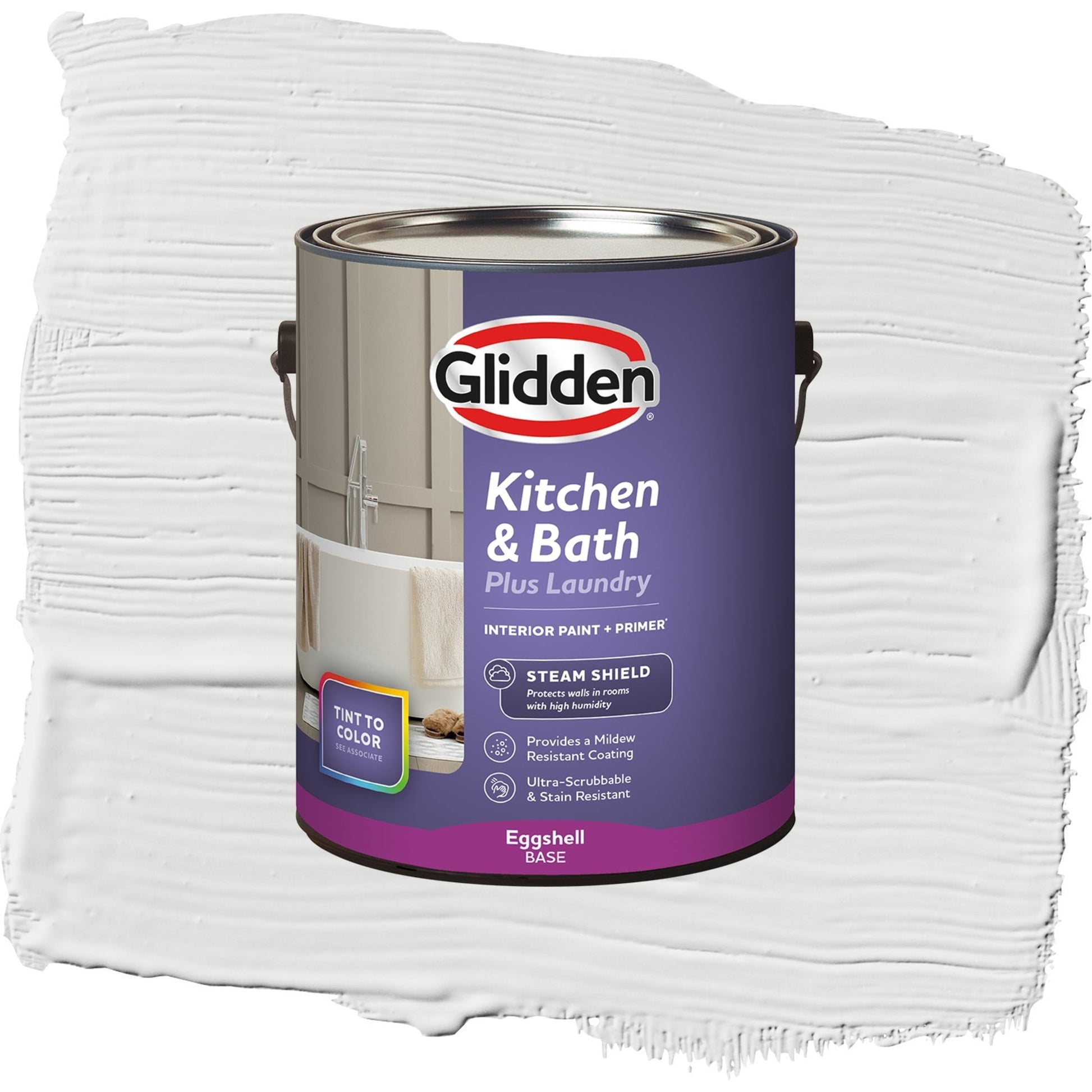 Glidden Glidden Kitchen Bath and Laundry Aria / White, Eggshell Interior Paint with Primer, 1 Gallon