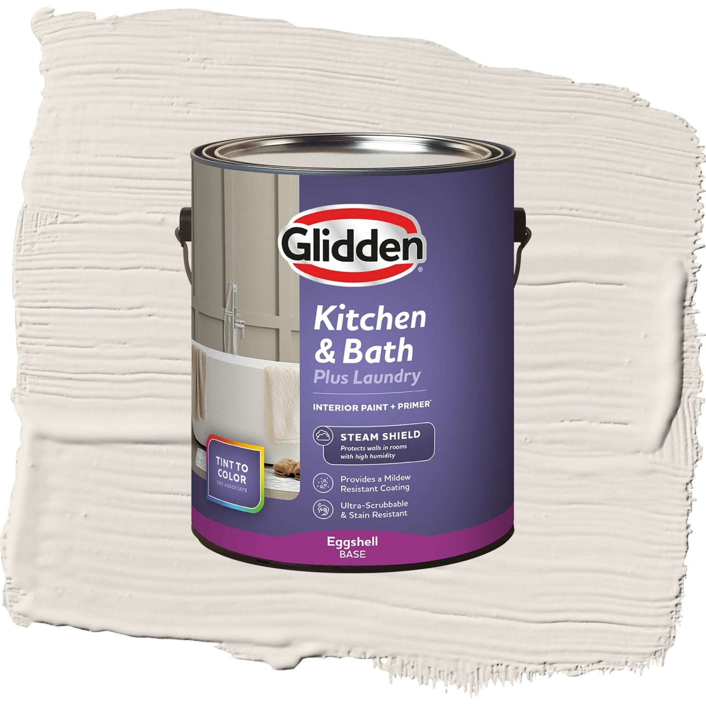 Glidden Glidden Kitchen Bath and Laundry Ash / White, Eggshell Interior Paint with Primer, 1 Gallon