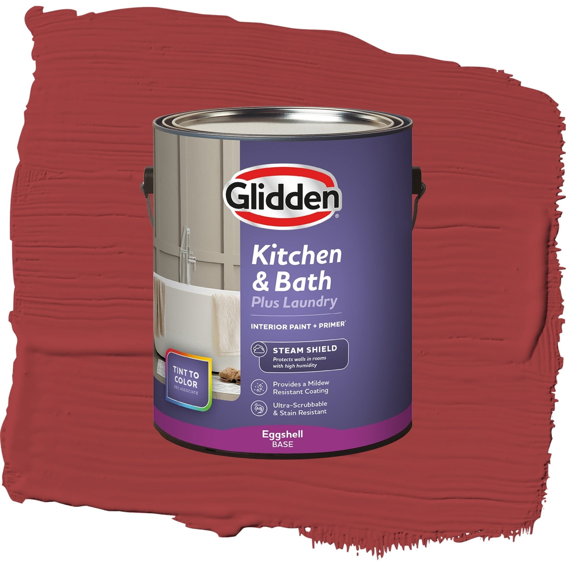 Glidden Glidden Kitchen Bath and Laundry Blaze / Red, Eggshell Interior Paint with Primer, 1 Gallon