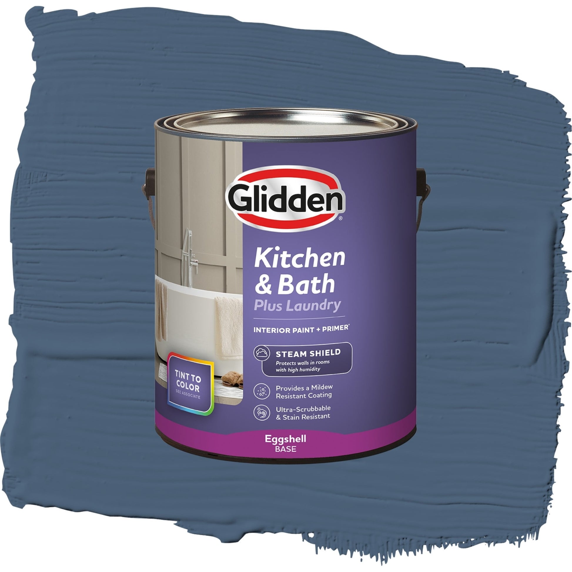 Glidden Glidden Kitchen Bath and Laundry Blue Fjord / Blue, Eggshell Interior Paint with Primer, 1 Gallon