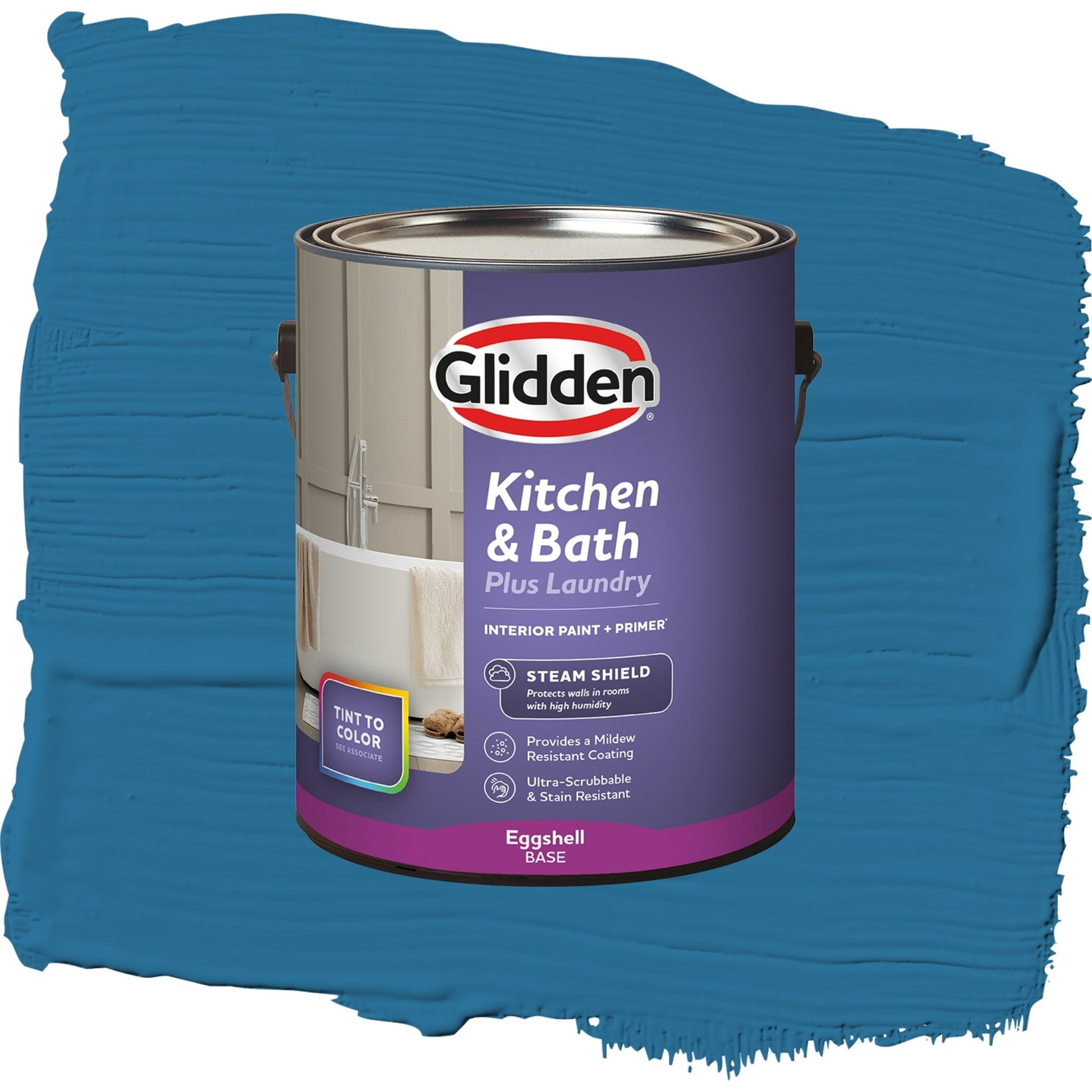 Glidden Glidden Kitchen Bath and Laundry Blue Oasis / Blue, Eggshell Interior Paint with Primer, 1 Gallon