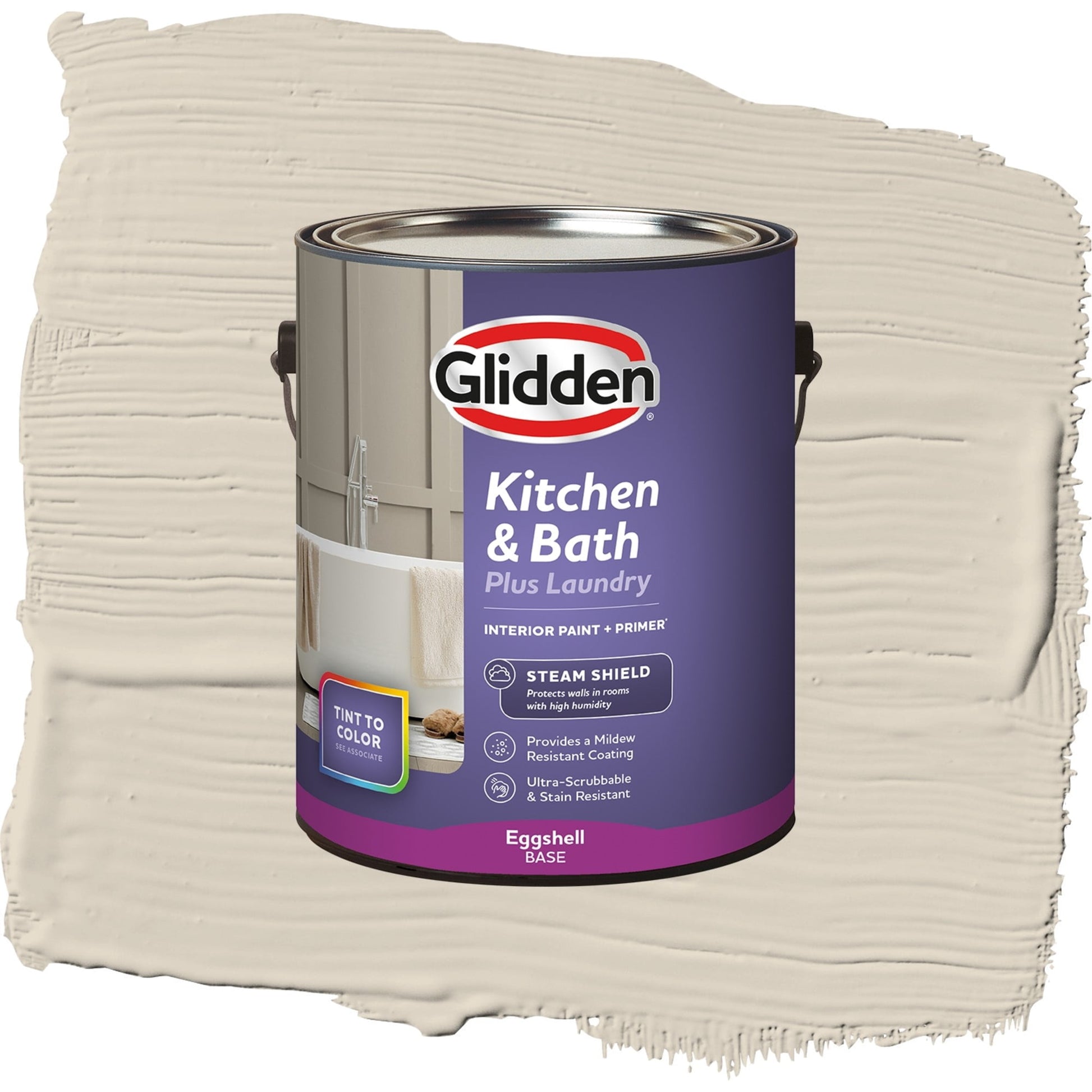Glidden Glidden Kitchen Bath and Laundry Cool Concrete / Gray, Eggshell Interior Paint with Primer, 1 Gallon