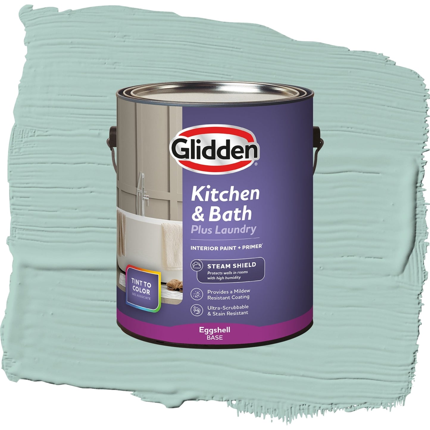 Glidden Glidden Kitchen Bath and Laundry Copenhagen / Blue, Eggshell Interior Paint with Primer, 1 Gallon